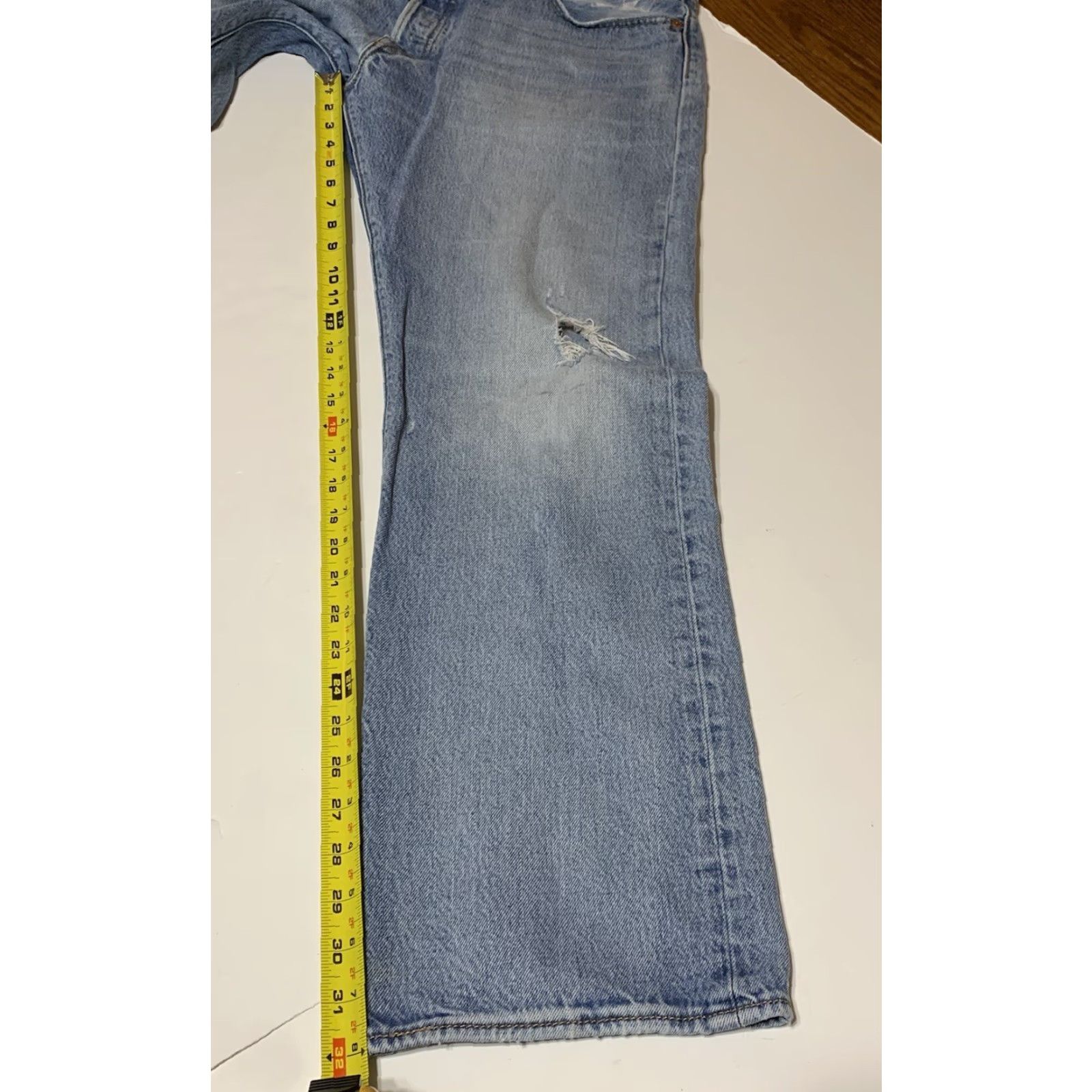 Levi's Levi's 501 Jeans Straight Fit 38x32 Regular Button Fly Distressed Worn Out Blue Denim Men Size US 38 / EU 54 - 6 Thumbnail