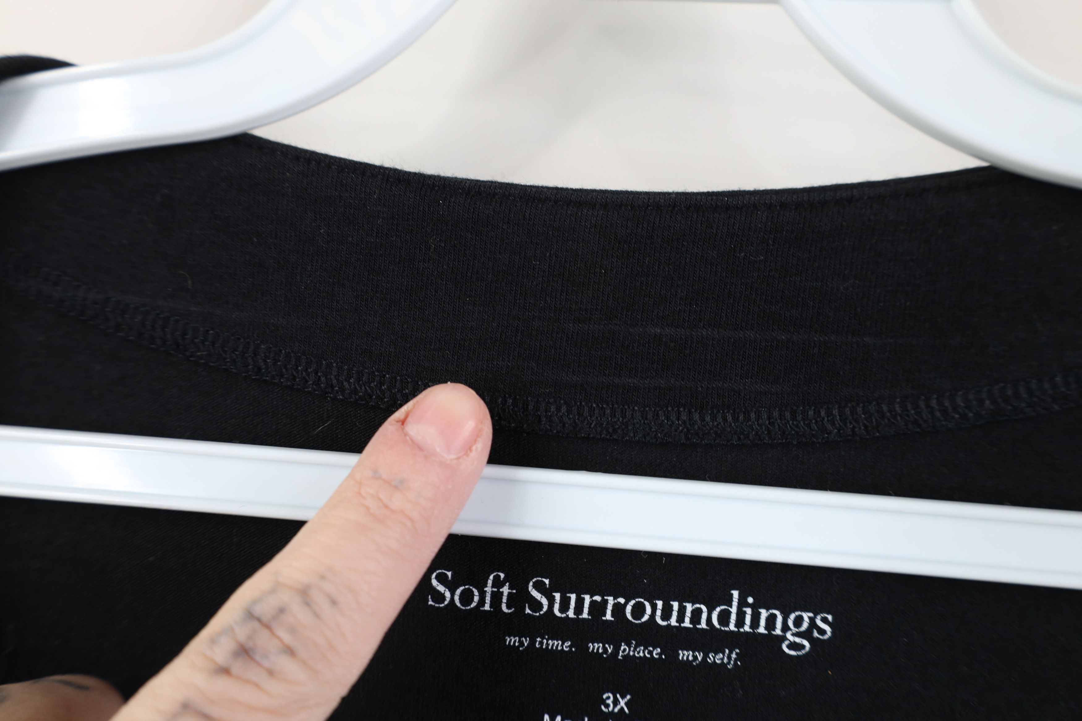 Soft Surroundings Soft Surroundings Cross Wrap Ruffled Shirt Top Black Size 3XL / US 20-22 - 7 Thumbnail