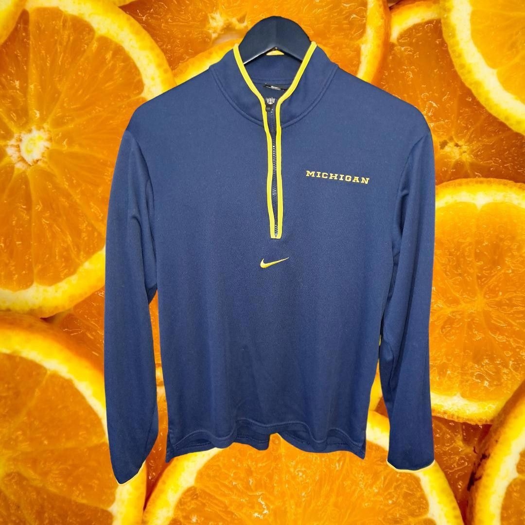 Nike Nike Michigan 1/4 Zip Blue and Yellow Long Sleeve Sweatshirt Size US M / EU 48-50 / 2 - 1 Thumbnail