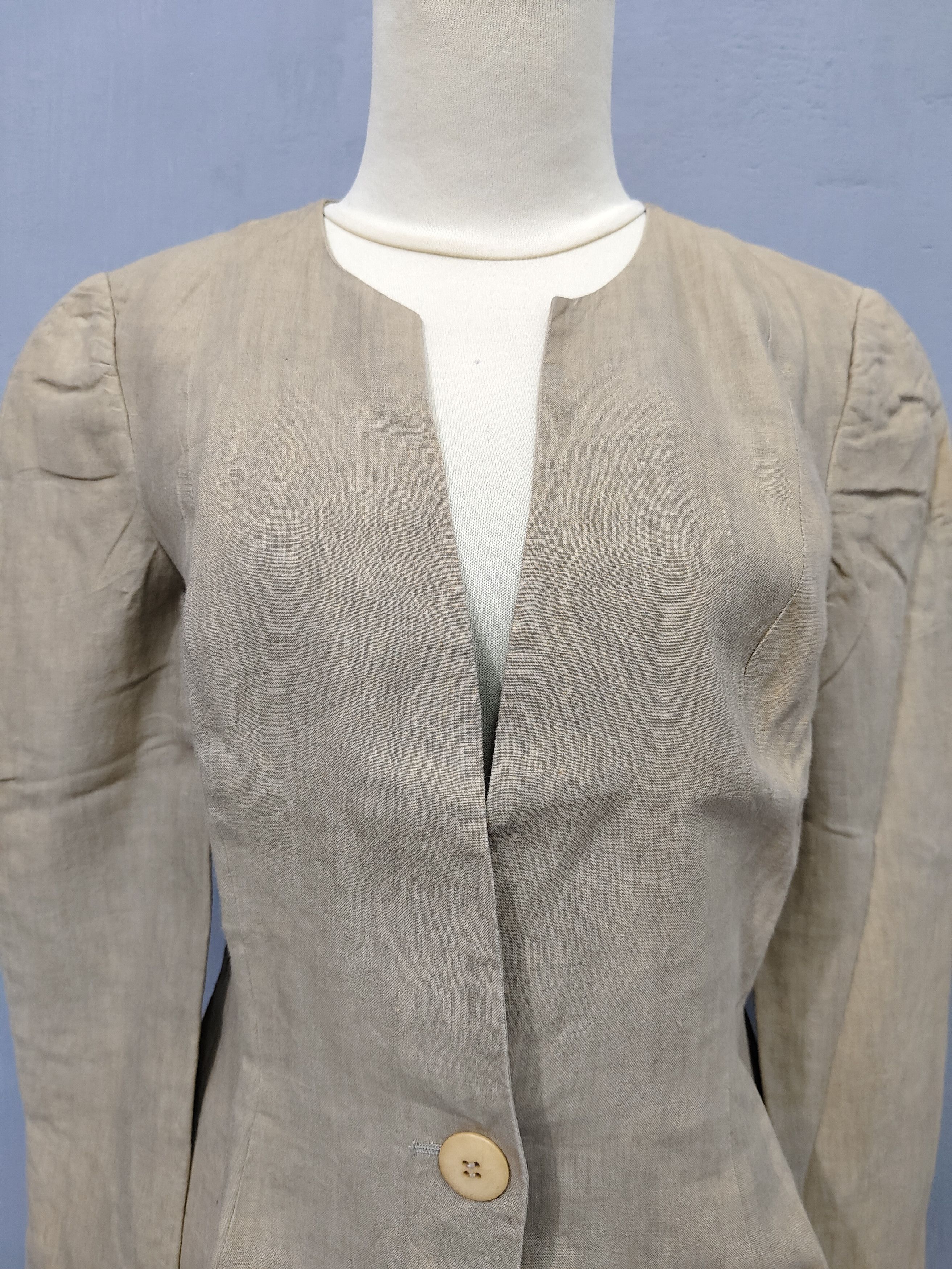 Krizia 90s Krizia🇮🇹 Linen Minimalist Tailored Blazer Jacket Size M / US 6-8 / IT 42-44 - 3 Thumbnail