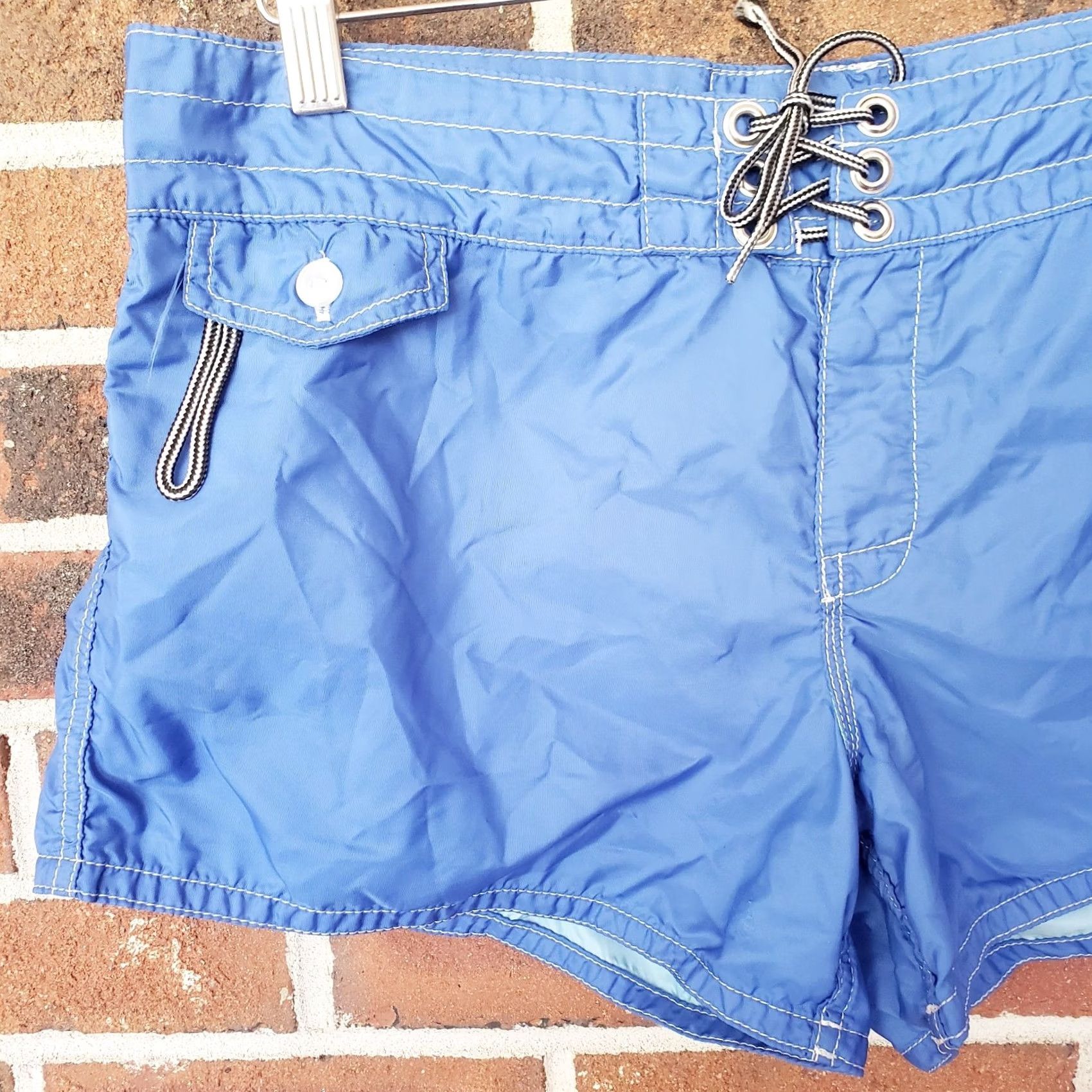 Birdwell Beach Britches Shorts Womens 12 Blue Swim Boardshort Lace