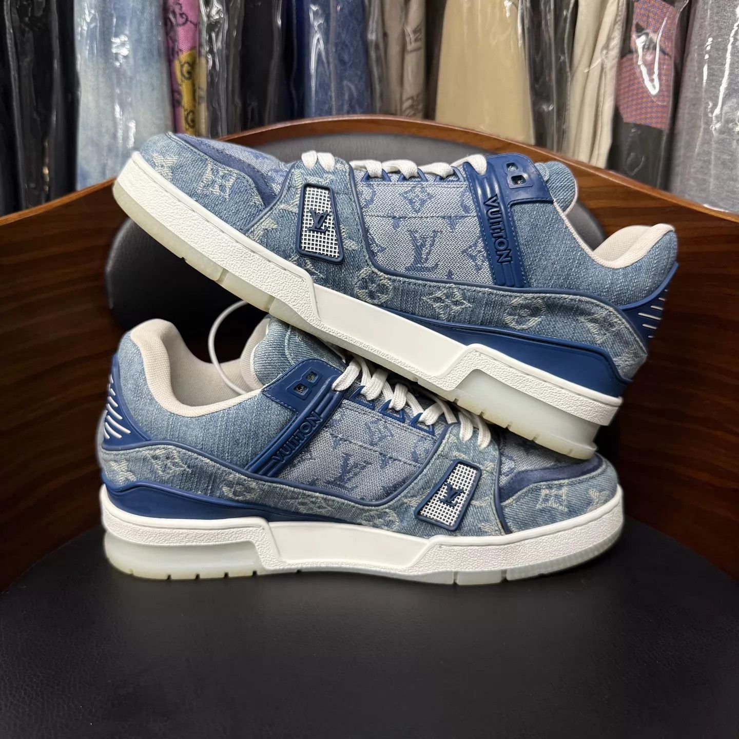 Louis Vuitton LV Trainer Blue Denim US6/EU40 Excellent Condition Size US 7 / EU 40 - 7 Thumbnail