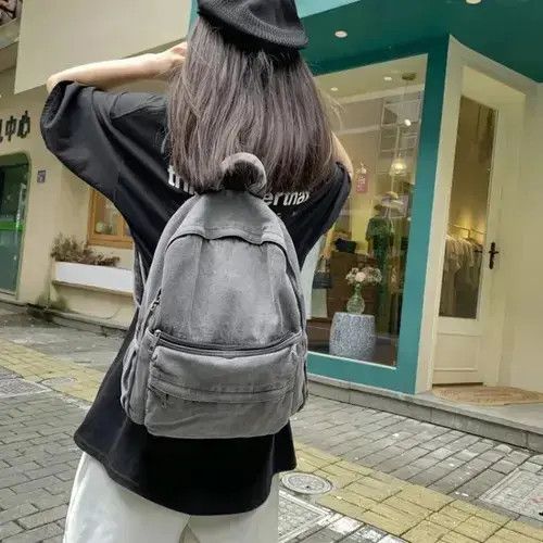 VIBE Unisex Fashion grey denim backpack Size ONE SIZE - 6 Thumbnail