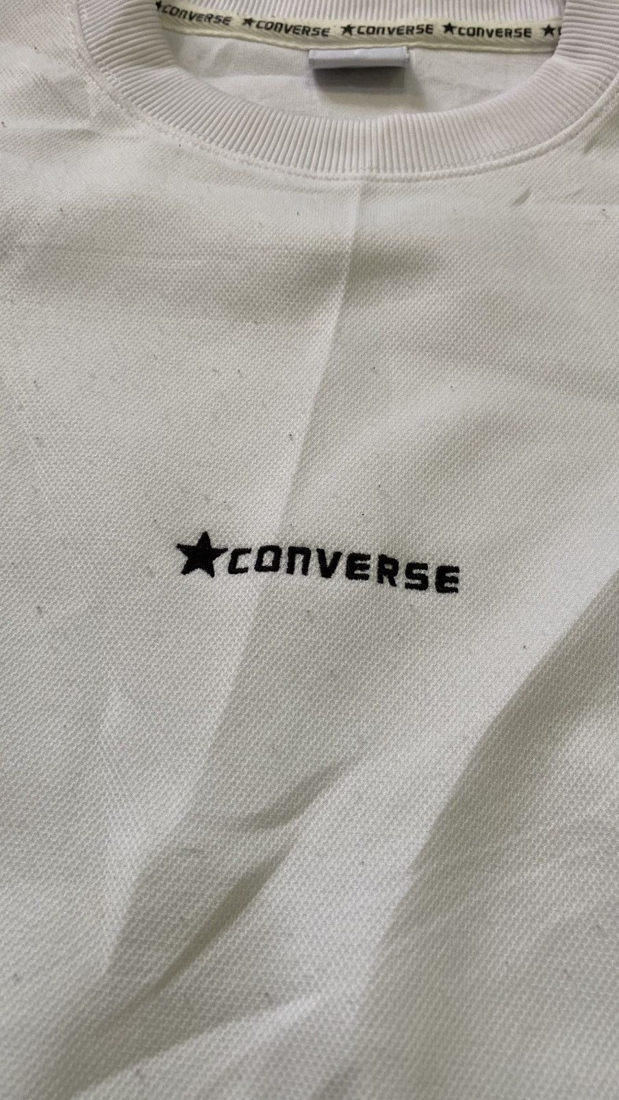 Converse Converse White Crewneck Sweatshirt w/ Stripe Sleeves Size M Size US M / EU 48-50 / 2 - 2 Thumbnail