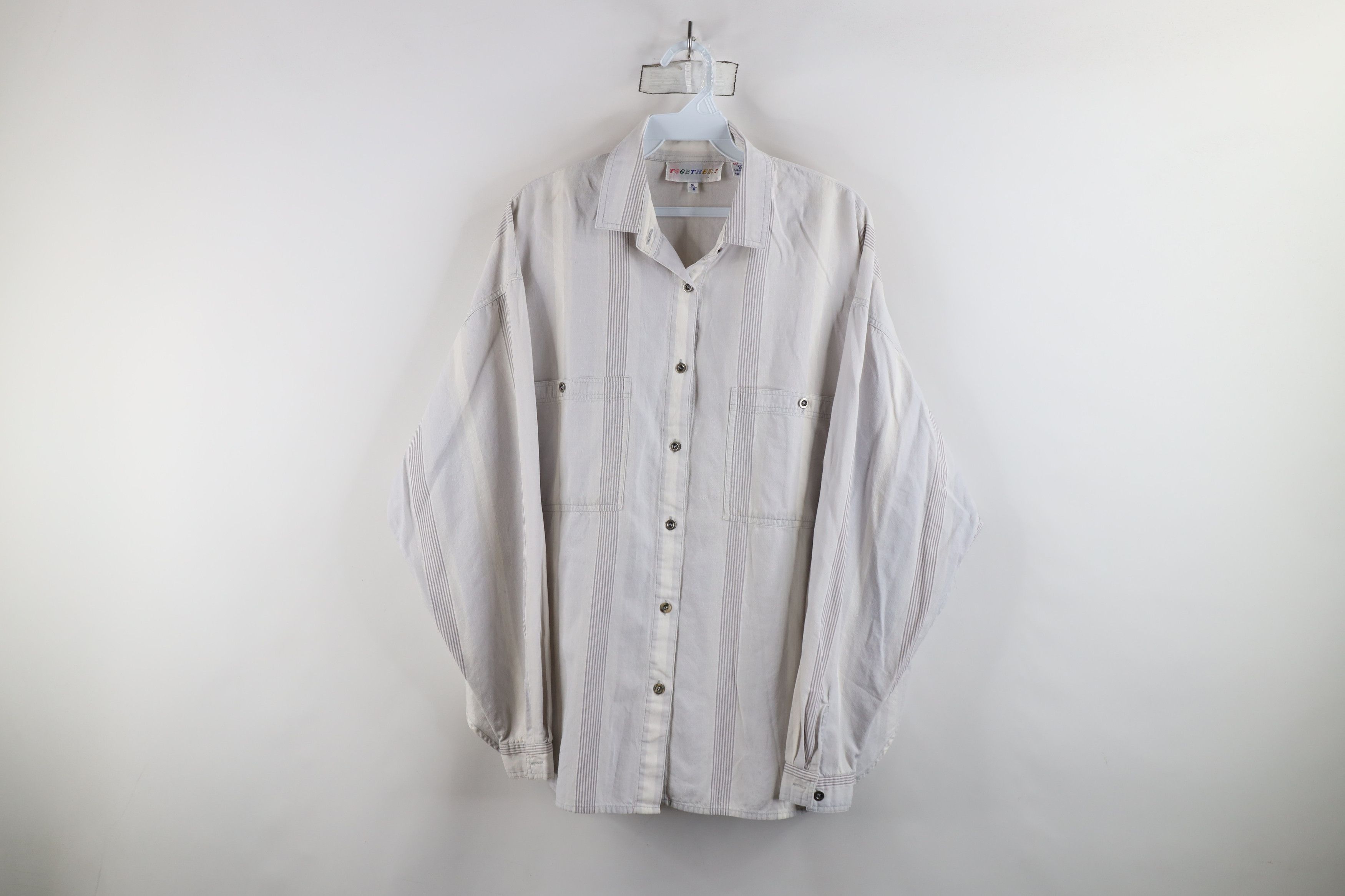 Vintage Vintage 90s Streetwear Baggy Big Pocket Striped Button Shirt Size XL / US 12-14 / IT 48-50 - 1 Thumbnail