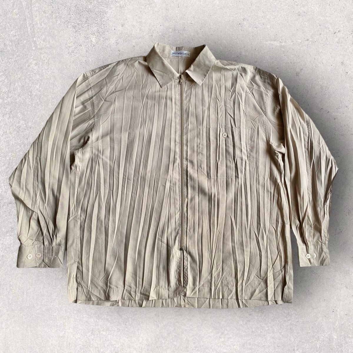 Issey Miyake Vintage SS99 Wrinkle ZipUp Shirt Size US L / EU 52-54 / 3 - 1 Thumbnail