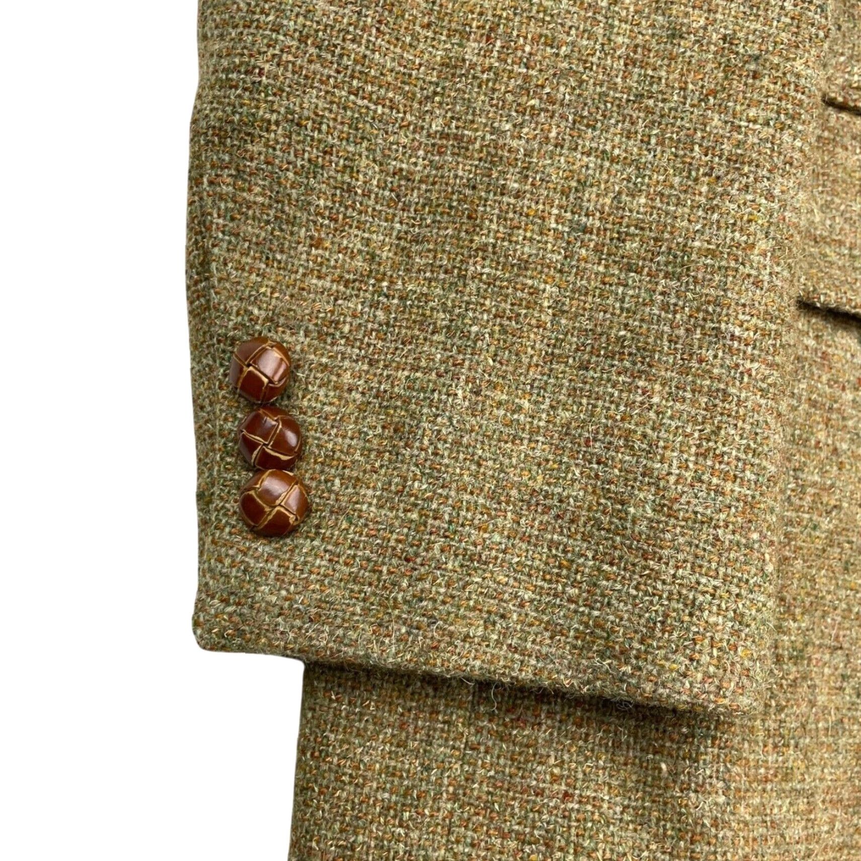 Stanley Blacker VINTAGE Stanley Blacker Blazer 42R Wool Tweed 2-Button Single-Breasted Notch Lapel Men Green Beige Brown Casual Jacket Coat Size 42R - 4 Thumbnail