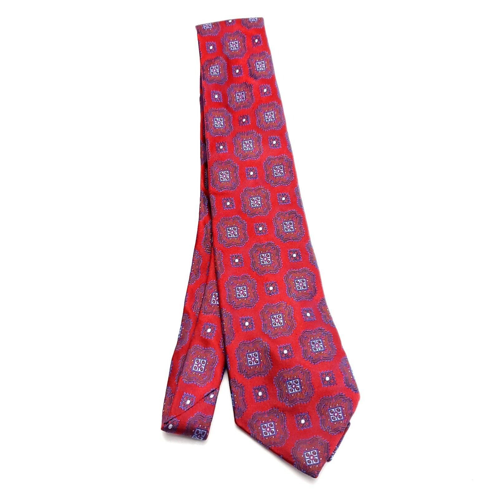 Paul Fredrick Paul Fredrick Red Silk Tie Woven Long Geometric Size ONE SIZE - 6 Thumbnail