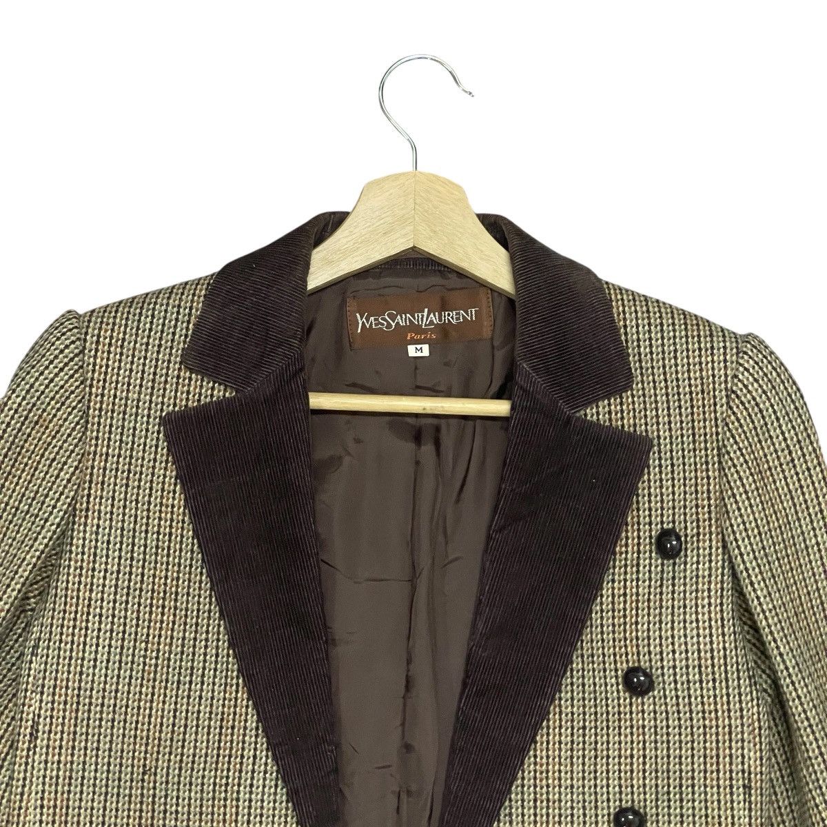 Yves Saint Laurent Vintage 80s Yves Saint Laurent Cropped Houndstooth Blazer Size M / US 6-8 / IT 42-44 - 6 Thumbnail