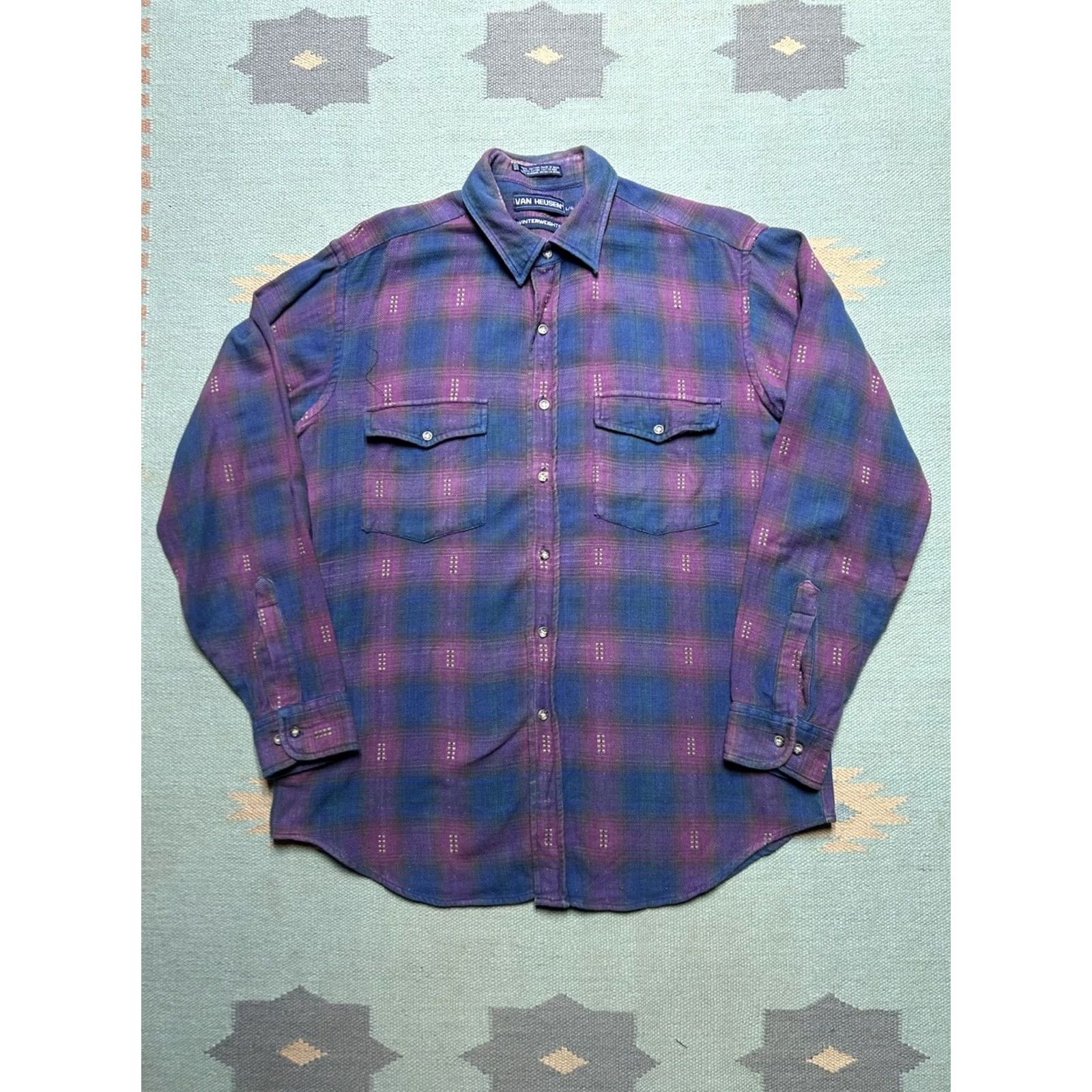 Van Heusen VINTAGE Van Heusen shirt Flannel Plaid Cotton Shadow Men’s Large Size US L / EU 52-54 / 3 - 2 Thumbnail