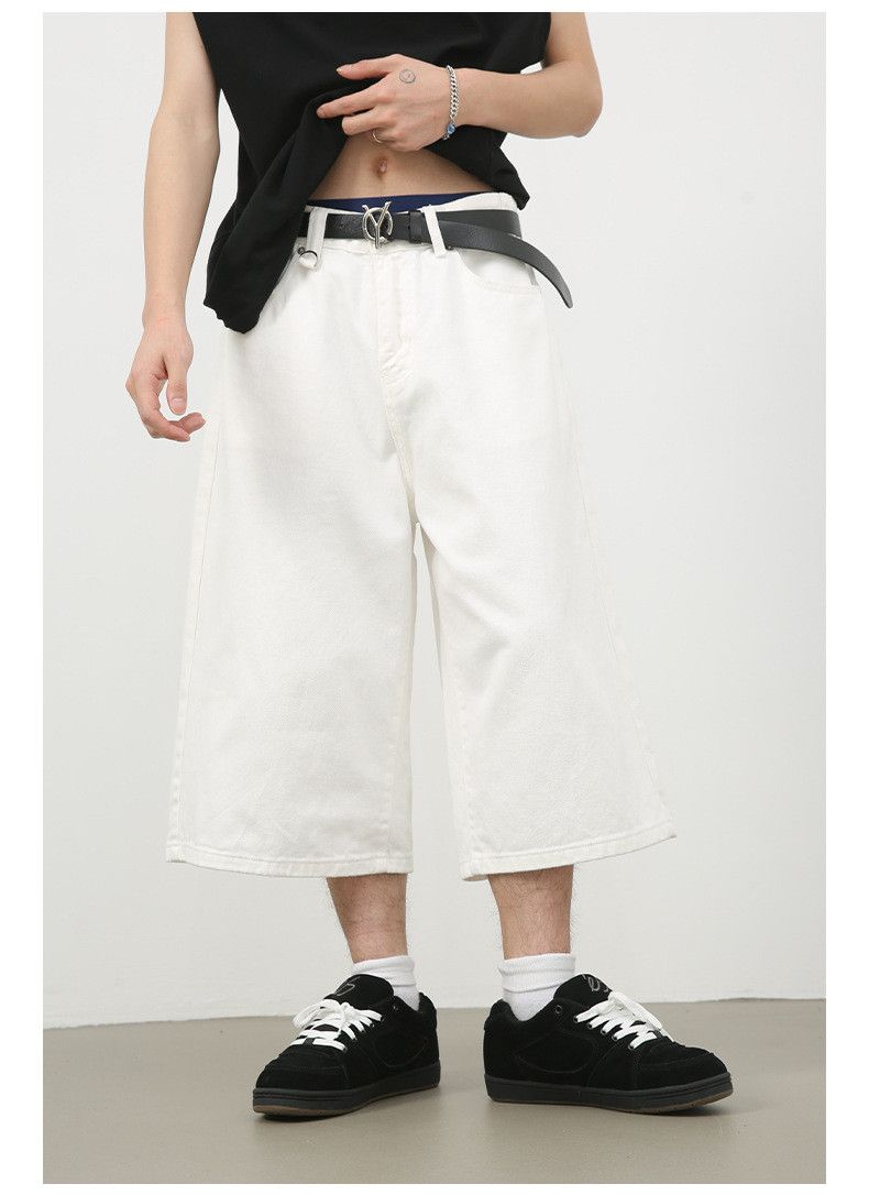 Japanese Brand × Jean White retro all-match loose denim shorts Size US 32 / EU 48 - 1 Thumbnail