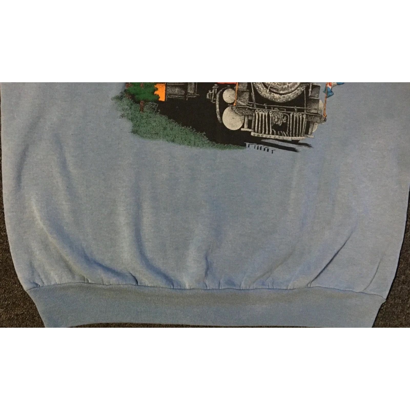 Vintage VINTAGE Durango and Silverton Narrow Gauge Railroad 90s AOP Faded Sweatshirt Hoodie M USA Blue Mens 80s Trucker Biker Railroad Engineer Conductor Size US M / EU 48-50 / 2 - 7 Thumbnail
