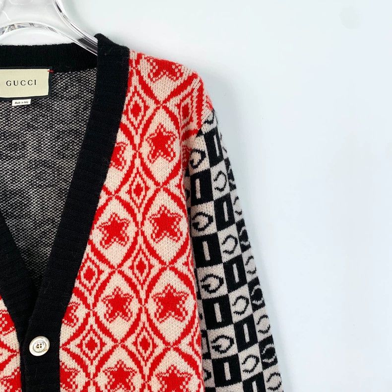 Gucci Gucci Color-blocked plaid pattern inlaid wool V-neck single Size S / US 4 / IT 40 - 3 Thumbnail