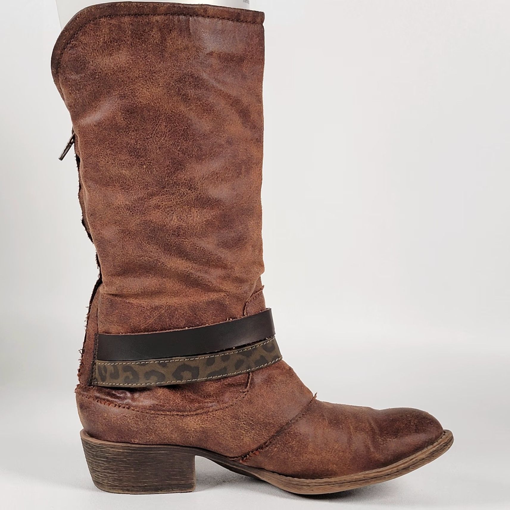 BKE BKE Sole Boots Women Riding Boot Brown FauxLeather Size 8.5 Ankle Zip Southwest Studded Round Toe Casual Size US 9 / IT 39 - 6 Thumbnail