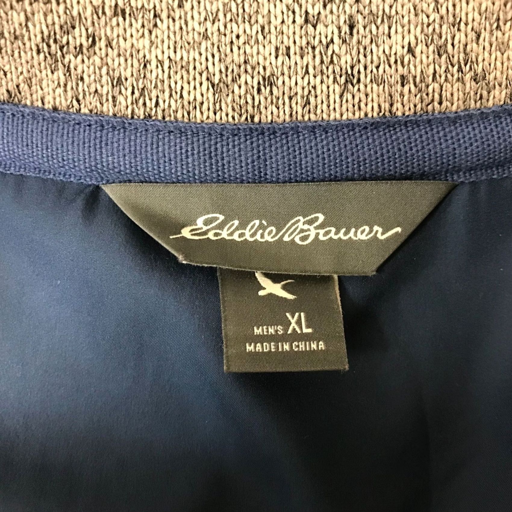 Eddie Bauer EDDIE BAUER Mens XL Tan Navy Blue Henley Pullover Sweater"} Size US XL / EU 56 / 4 - 6 Thumbnail