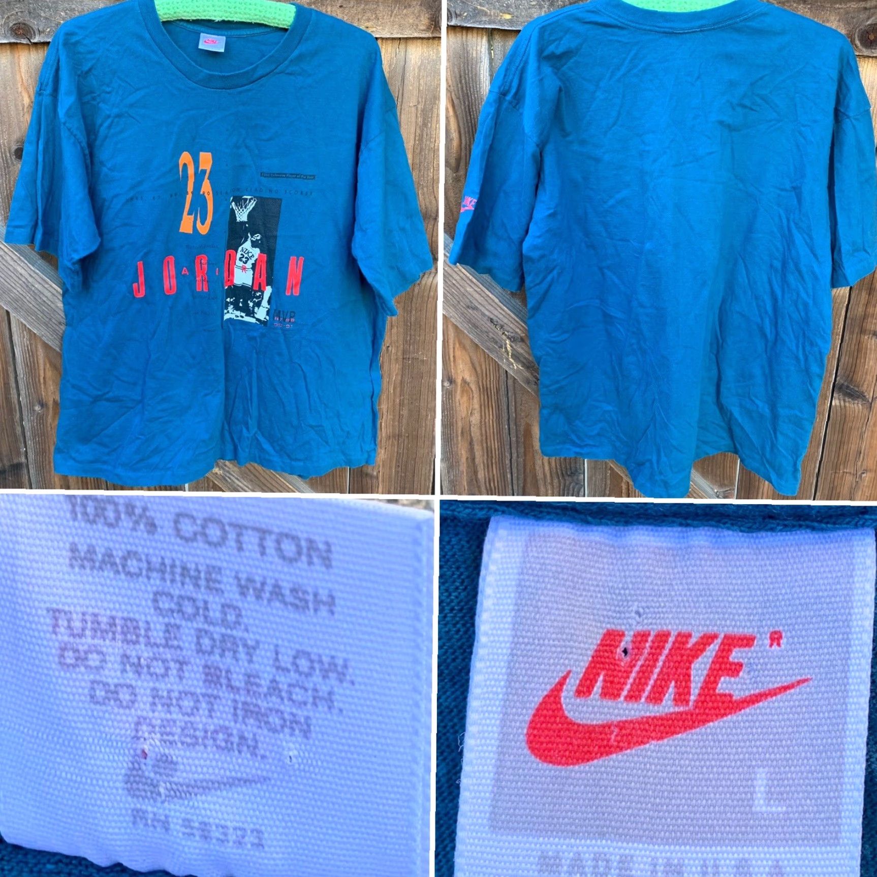 Nike VINTAGE Nike Air Jordan 23 Graphic Tee L Mens Blue 90s 1990s Single Stitch Made in USA Shirt T-Shirt Size US L / EU 52-54 / 3 - 2 Thumbnail
