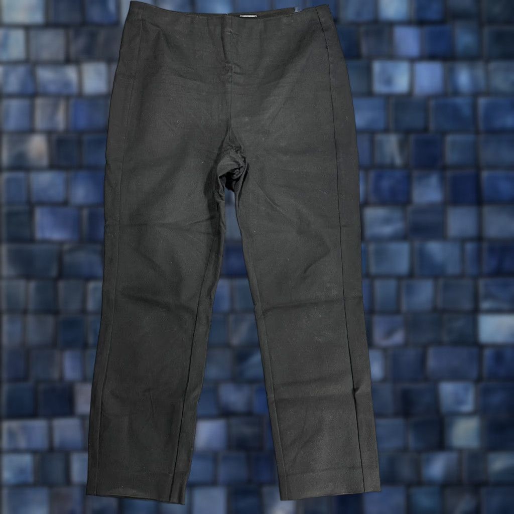 Elie Tahari Elie Tahari Pants Womens L Black Cotton Stretch Back Zipper Straight Leg Size 36" / US 14 / IT 50 - 1 Thumbnail
