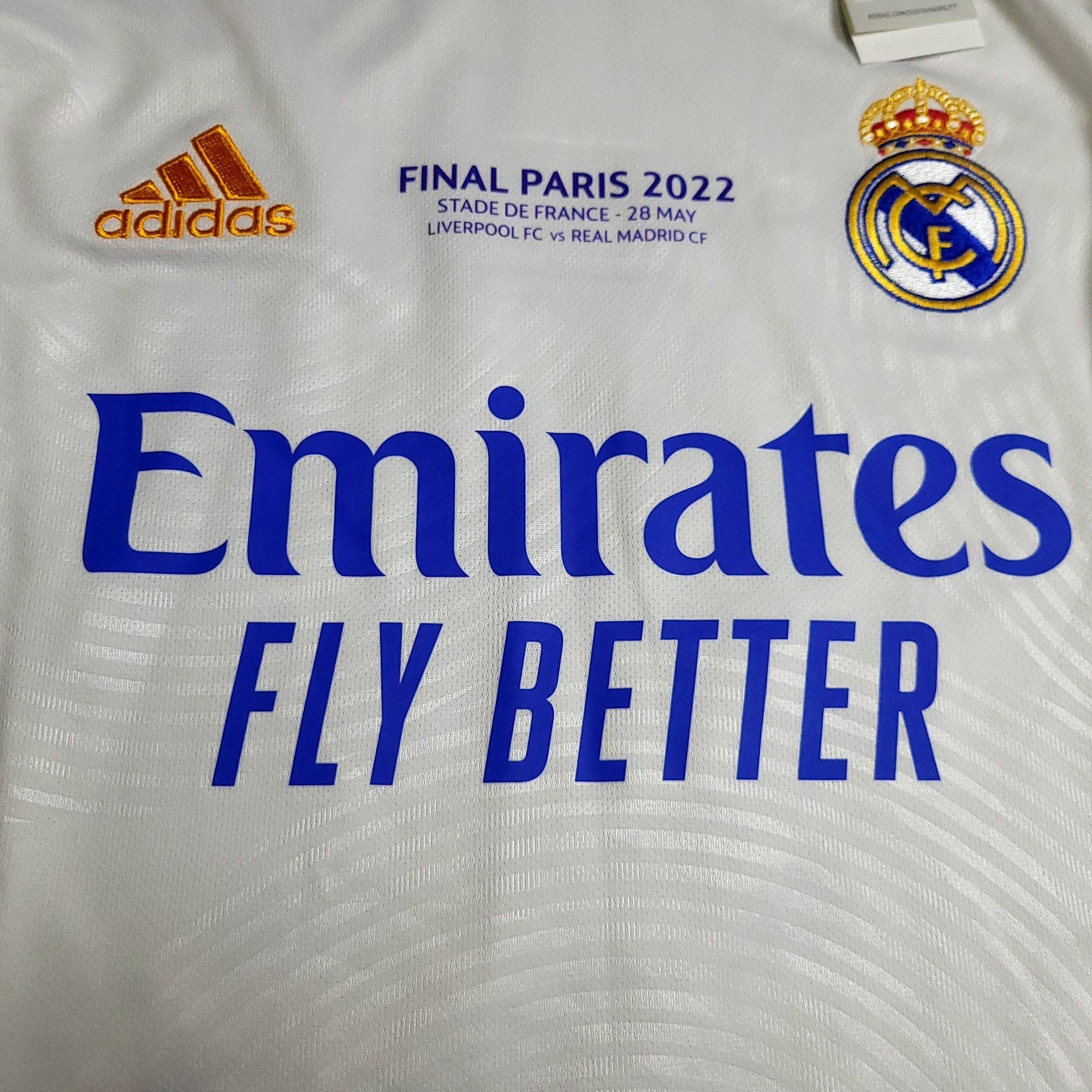 Adidas Benzema Real Madrid 2021 2022 UEFA FINAL Soccer Jersey BNWT Size US L / EU 52-54 / 3 - 3 Thumbnail