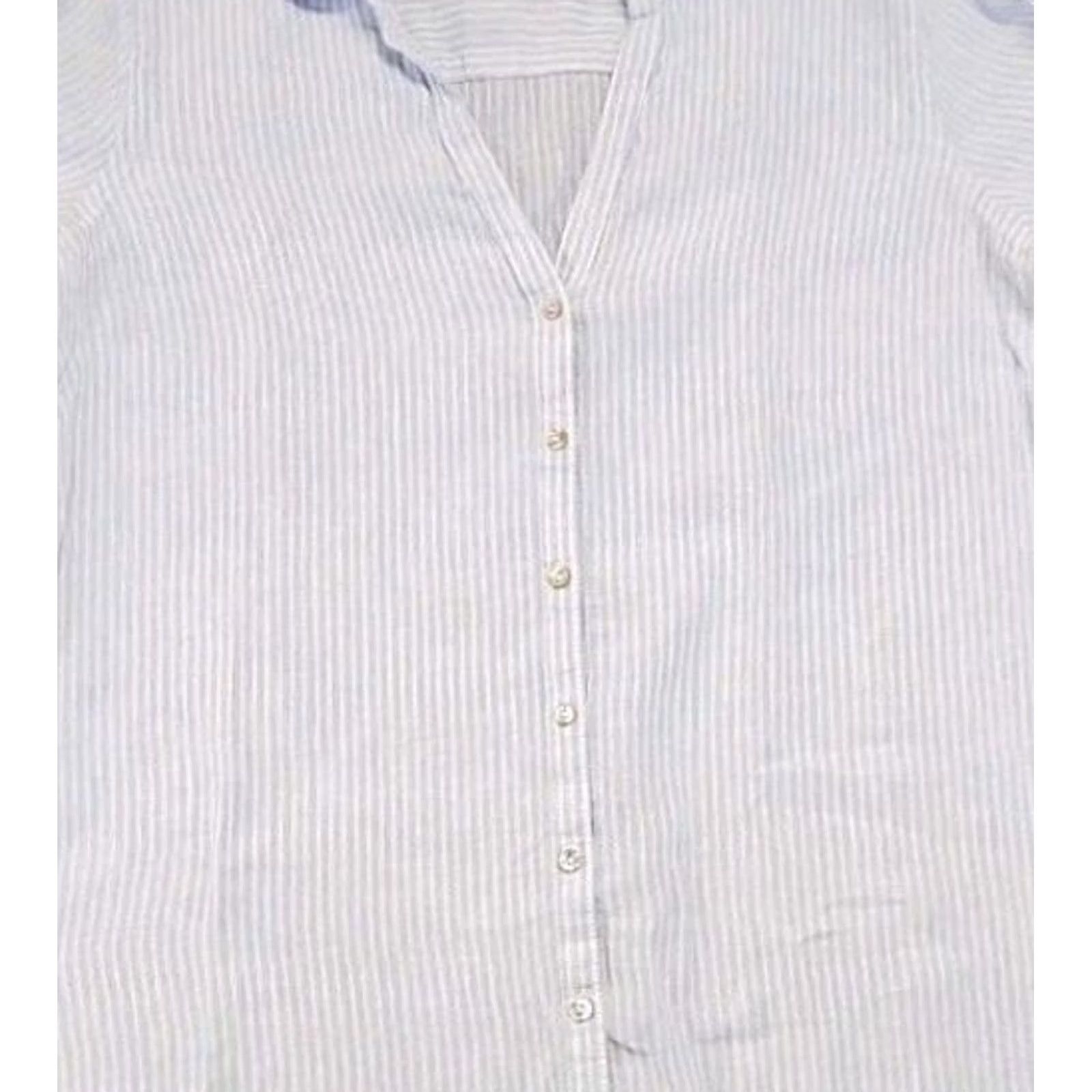 Vintage Coastal Sigrid Olsen 100% Linen Blue Striped Button Front Shirt Women’s M Coastal Size M / US 6-8 / IT 42-44 - 4 Thumbnail