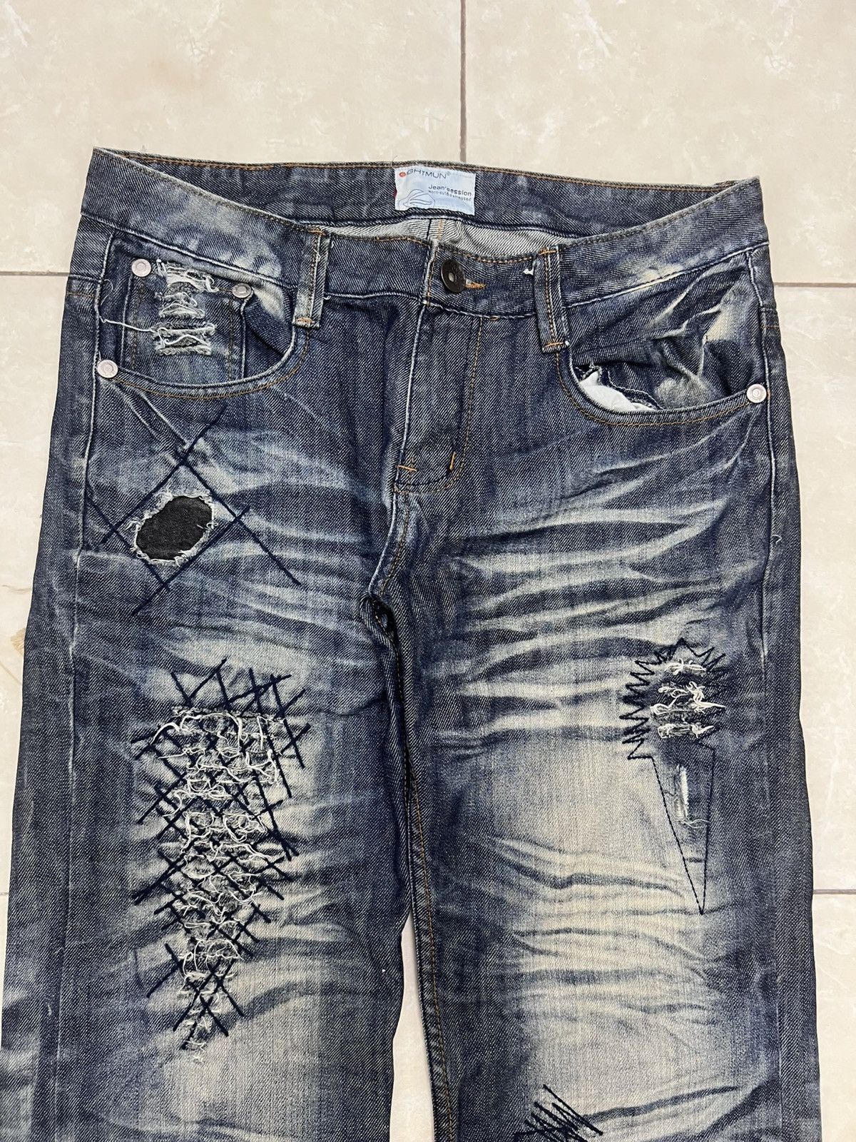 Energie Energie Worn Out Distressed Patch work Denim Jeans Pant Size US 34 / EU 50 - 4 Thumbnail