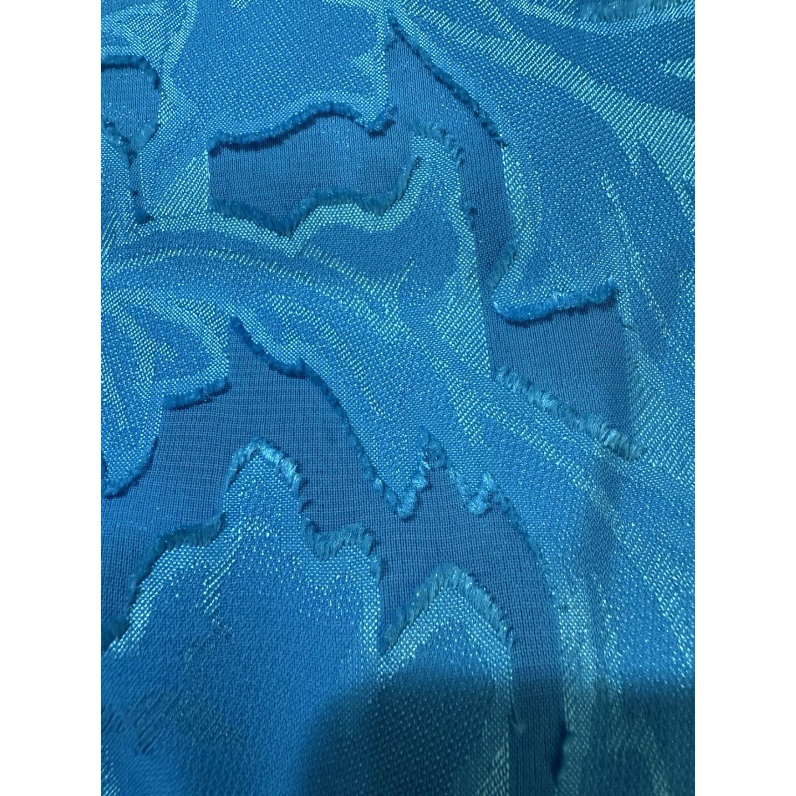 Vintage VINTAGE Lady Page Dress Blouson Waist Midi 80s Blue Jacquard Textured Fringes Floral Party/Cocktail Women Size 8 Mens? No. Size M / US 6-8 / IT 42-44 - 4 Thumbnail