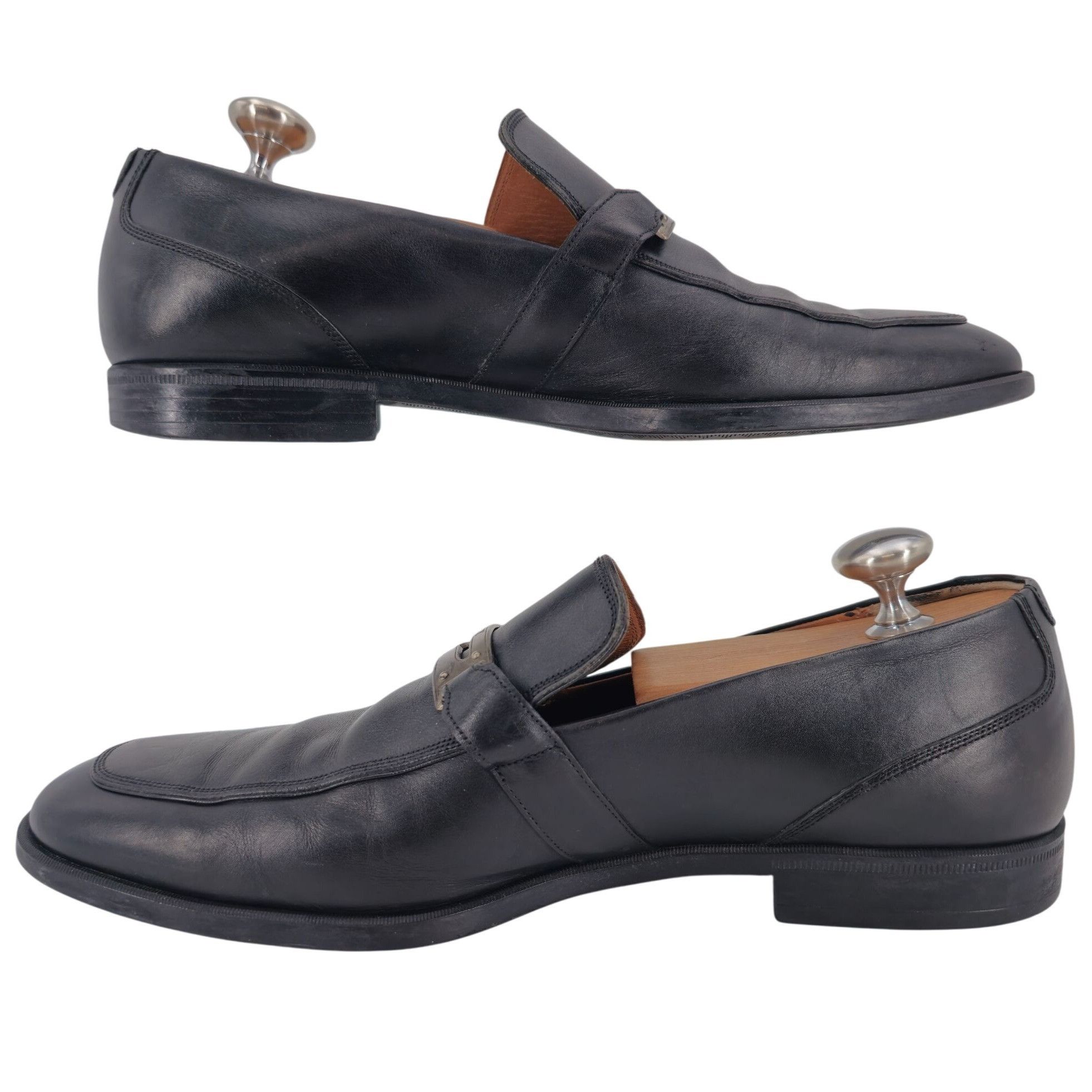 Bally Bally Switzerland Men's size 7D Black Leather Logo Plate Bit Size US 7 / EU 40 - 11 Thumbnail
