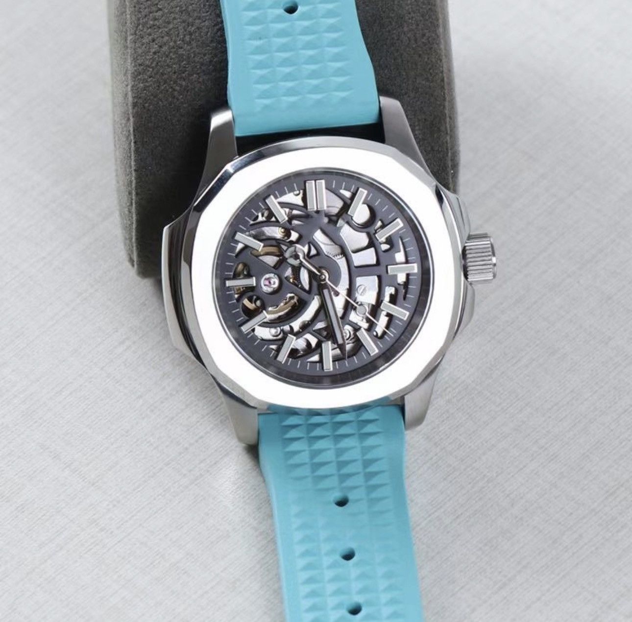 Japanese Brand Seiko Mod Nautilus Skeleton Dial Steel Rubber Strap 41mm Size ONE SIZE - 3 Thumbnail