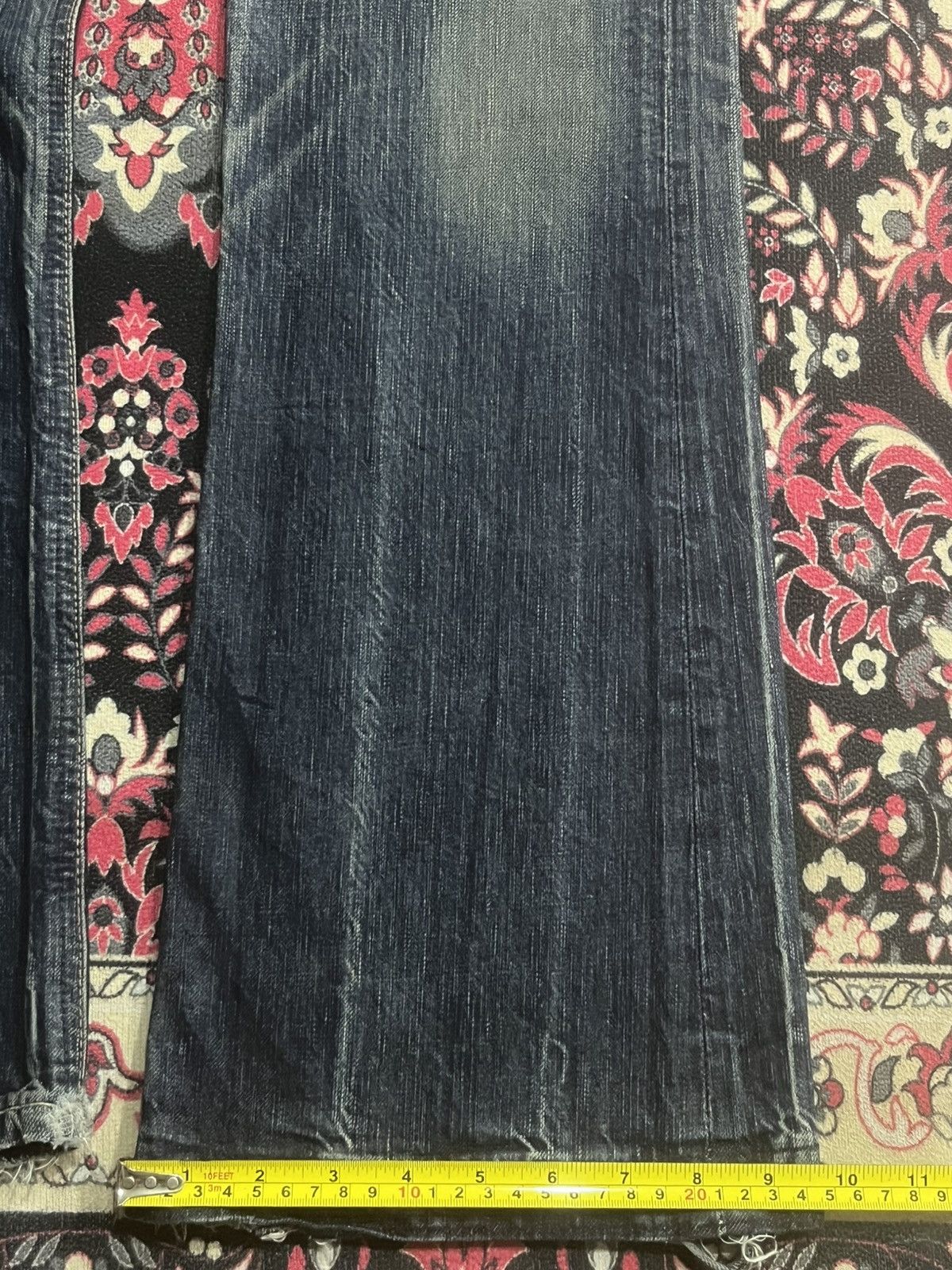 Number (N)ine Edwin 503 Japan Blue Trip Dark Blue Frayed Leg Flare Jeans Size US 30 / EU 46 - 16 Thumbnail