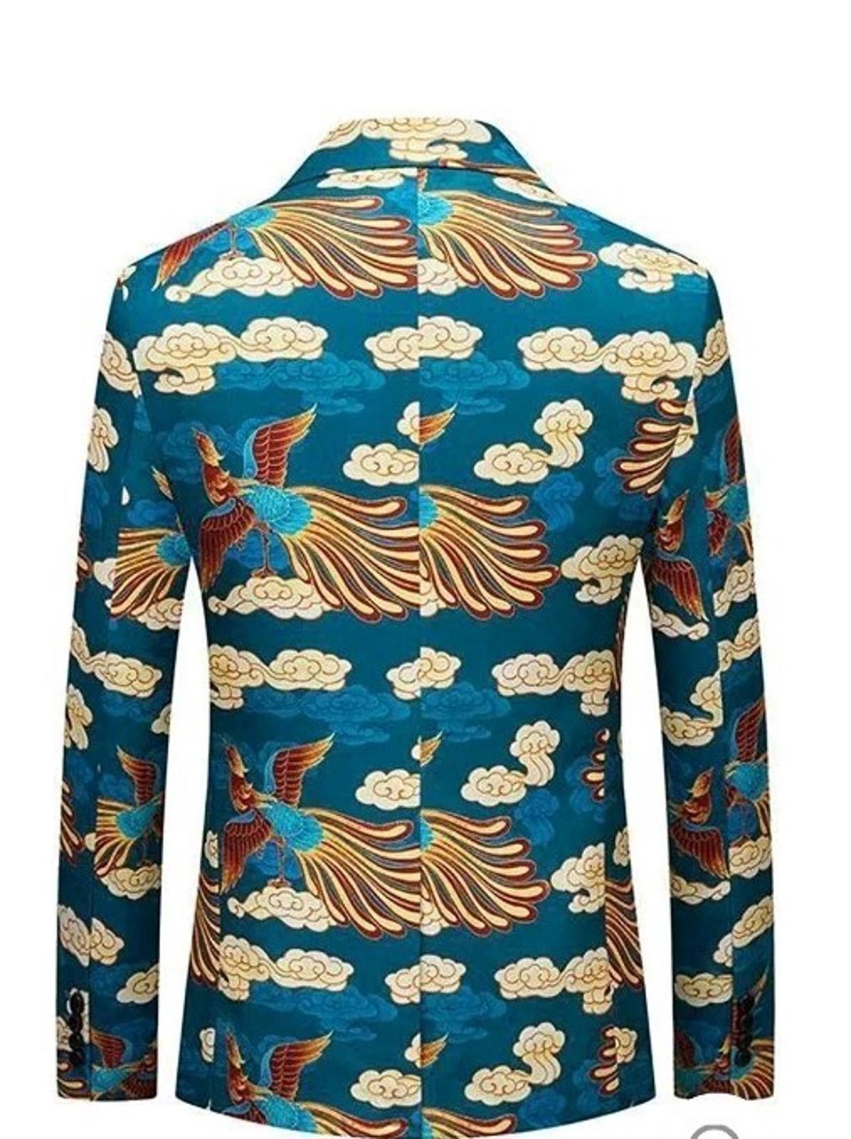 The Unbranded Brand Jacquard Mens size M 34/36 Wedding Jacket One Button Blue Size 38R - 2 Thumbnail