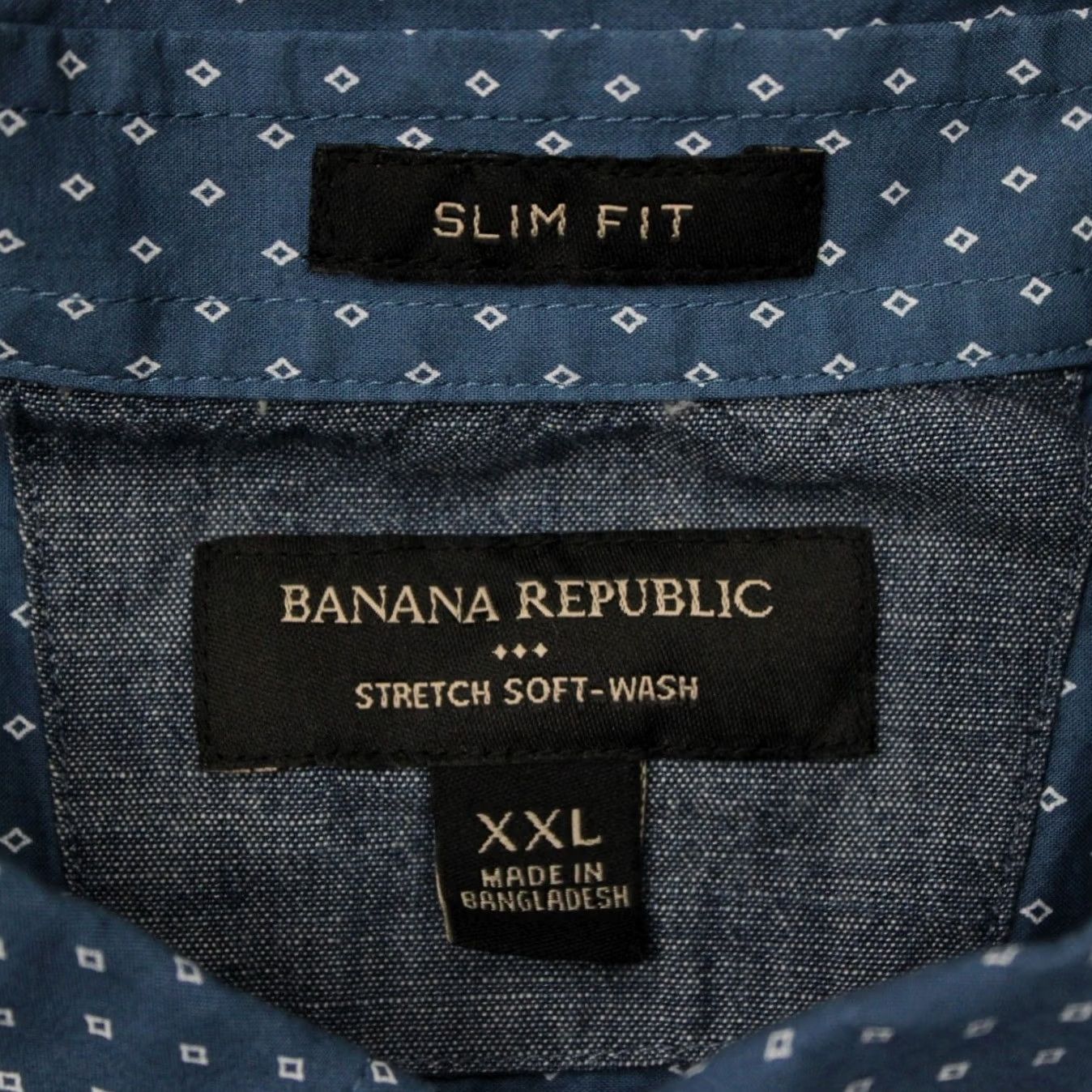 Banana Republic Banana Republic Shirt Men 2XL Blue Geometric L/S Button-Up Stretch 100% Cotton Slim Regular Vintage No Size US XXL / EU 58 / 5 - 7 Thumbnail