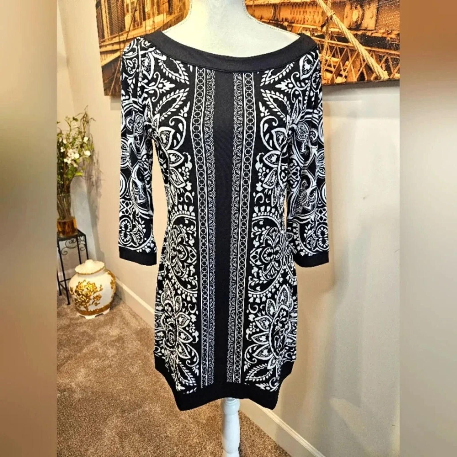 Designer WHBM Black & White Printed Slip Dress #H31 Size M / US 6-8 / IT 42-44 - 1 Thumbnail