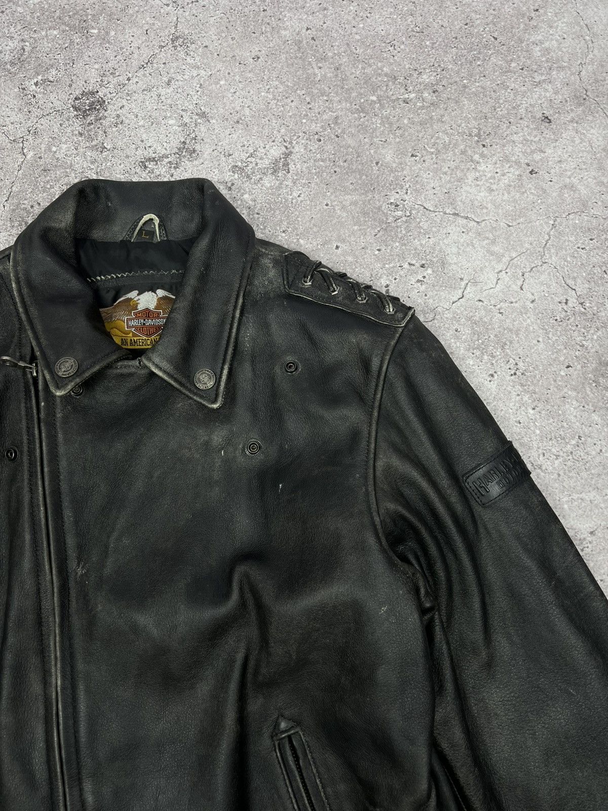 Harley Davidson CRAZY Vintage Harley Davidson Leather Motorcycle Jacket Size US L / EU 52-54 / 3 - 6 Thumbnail