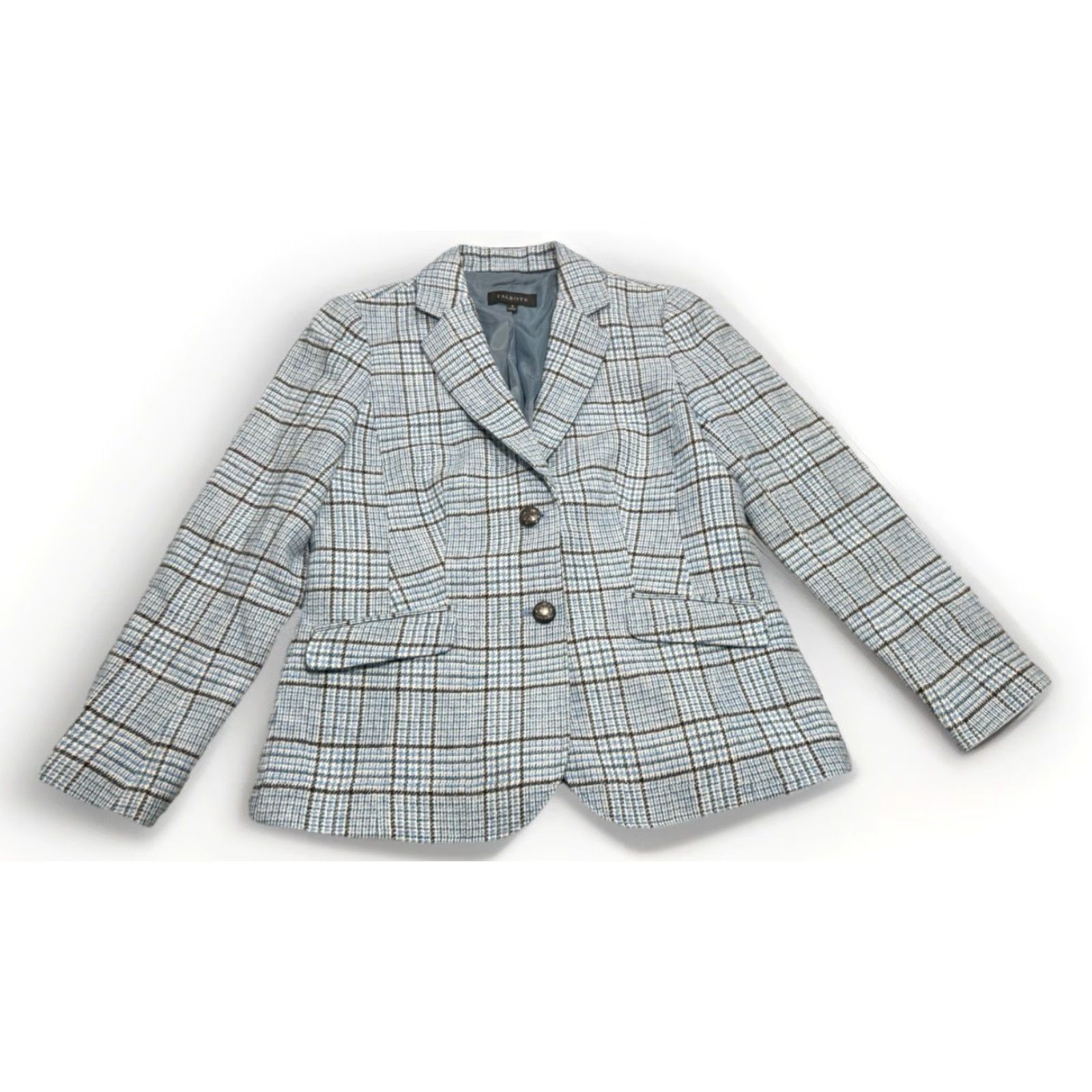 Talbots VINTAGE Talbots Women's Blazer Short Wool Blend Shetland Plaid 8 Formal Fall Spring Winter Size M / US 6-8 / IT 42-44 - 3 Thumbnail