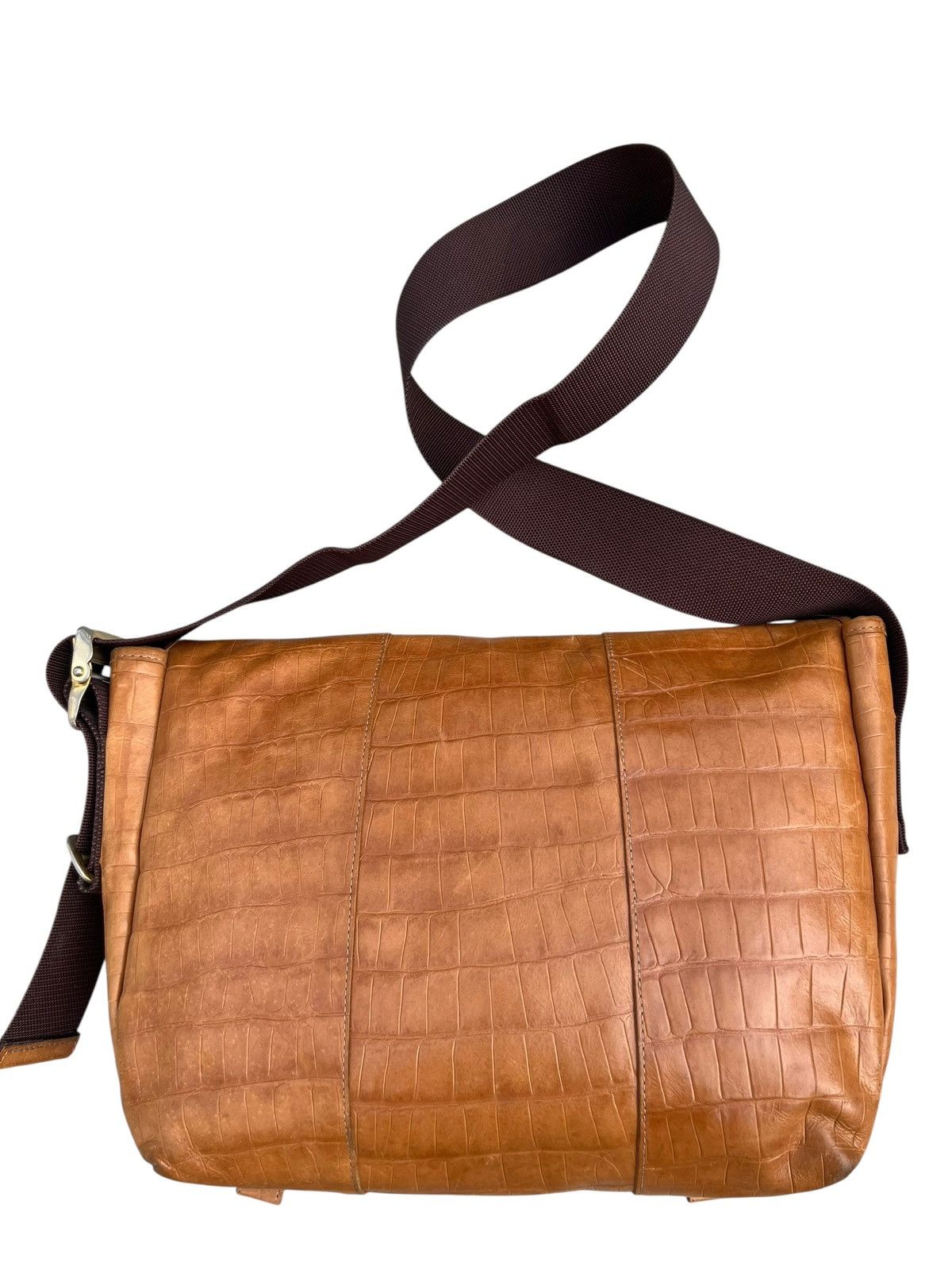 Leather Diral Japan Patina Crocodile Embossed Leather Messenger Bag Size ONE SIZE - 11 Thumbnail