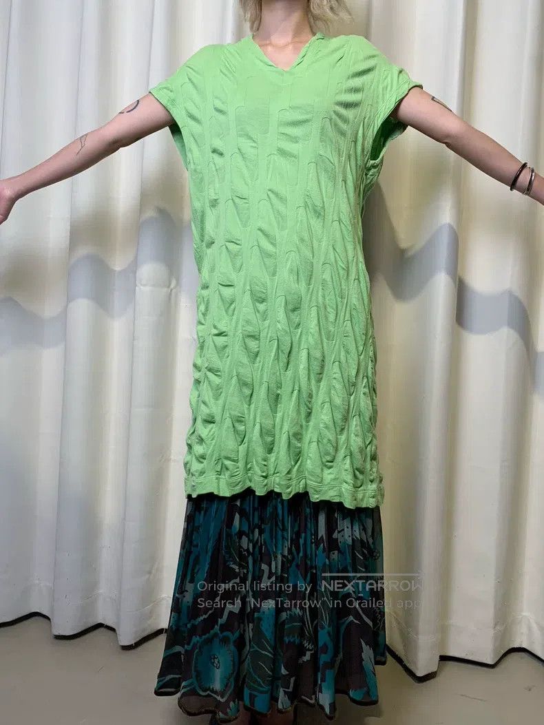 Issey Miyake Issey Miyake Vintage Mint Green Ruched Dress Size M / US 6-8 / IT 42-44 - 1 Thumbnail