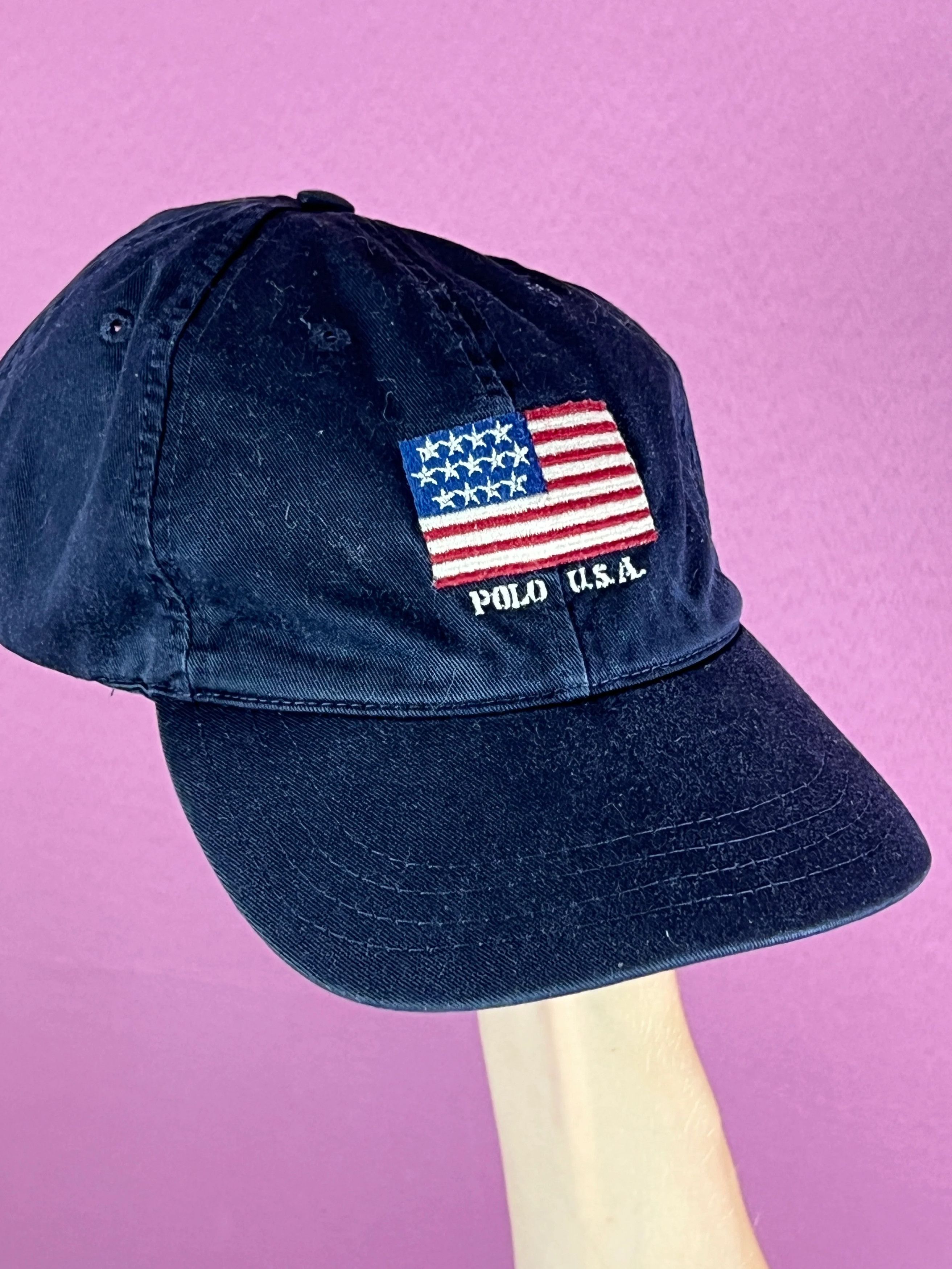 Polo Ralph Lauren 90s Polo by Ralph Lauren Vintage Polo USA. Flag BaseballCap Size ONE SIZE - 4 Thumbnail