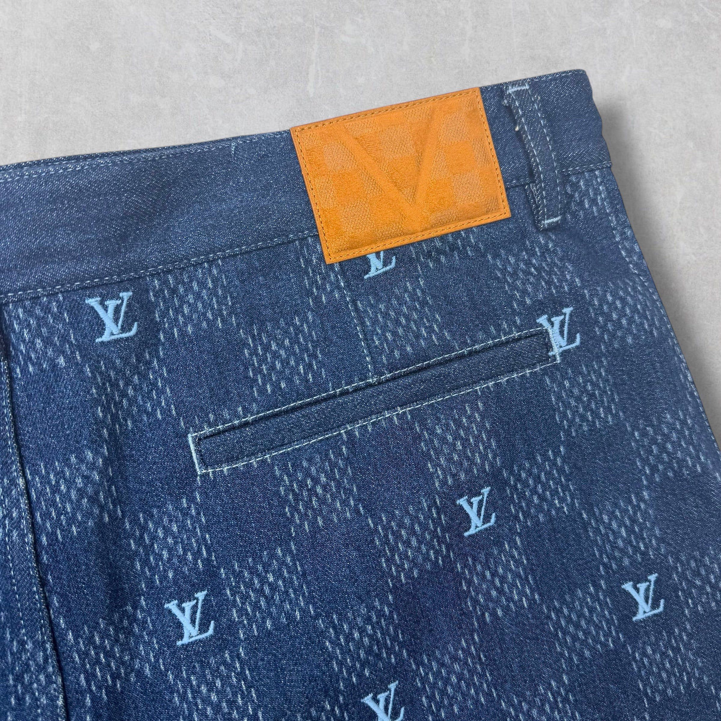 Louis Vuitton Louis Vuitton Embroidered Damier Denim Shorts 36 Size US 36 / EU 52 - 4 Thumbnail