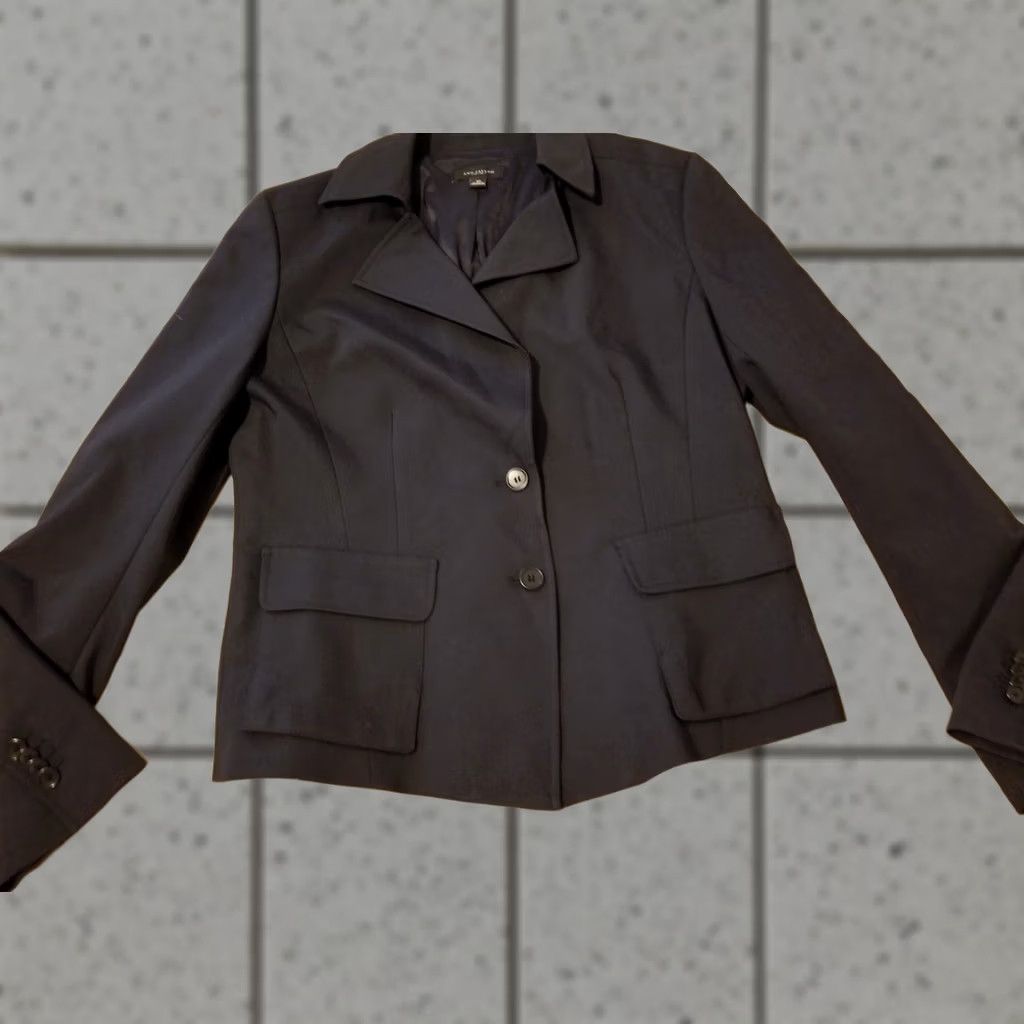 Ann Taylor Womens Ann Taylor Black Cotton Blazer 10 Regular Jacket Size L / US 10 / IT 46 - 1 Thumbnail