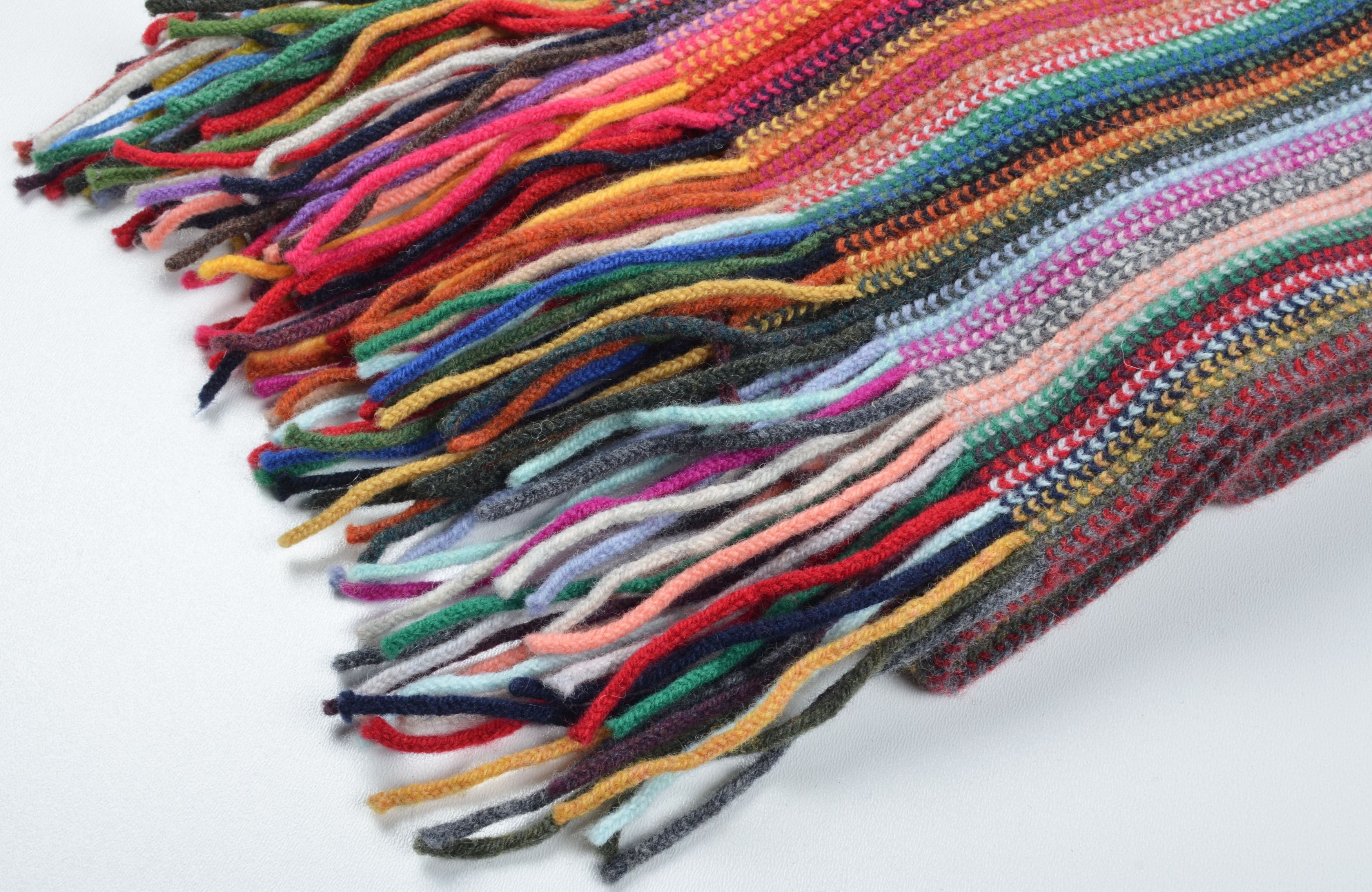William Lockie William Lockie 100% Lambswool Rainbow Chunky Knit Scarf Size ONE SIZE - 2 Thumbnail
