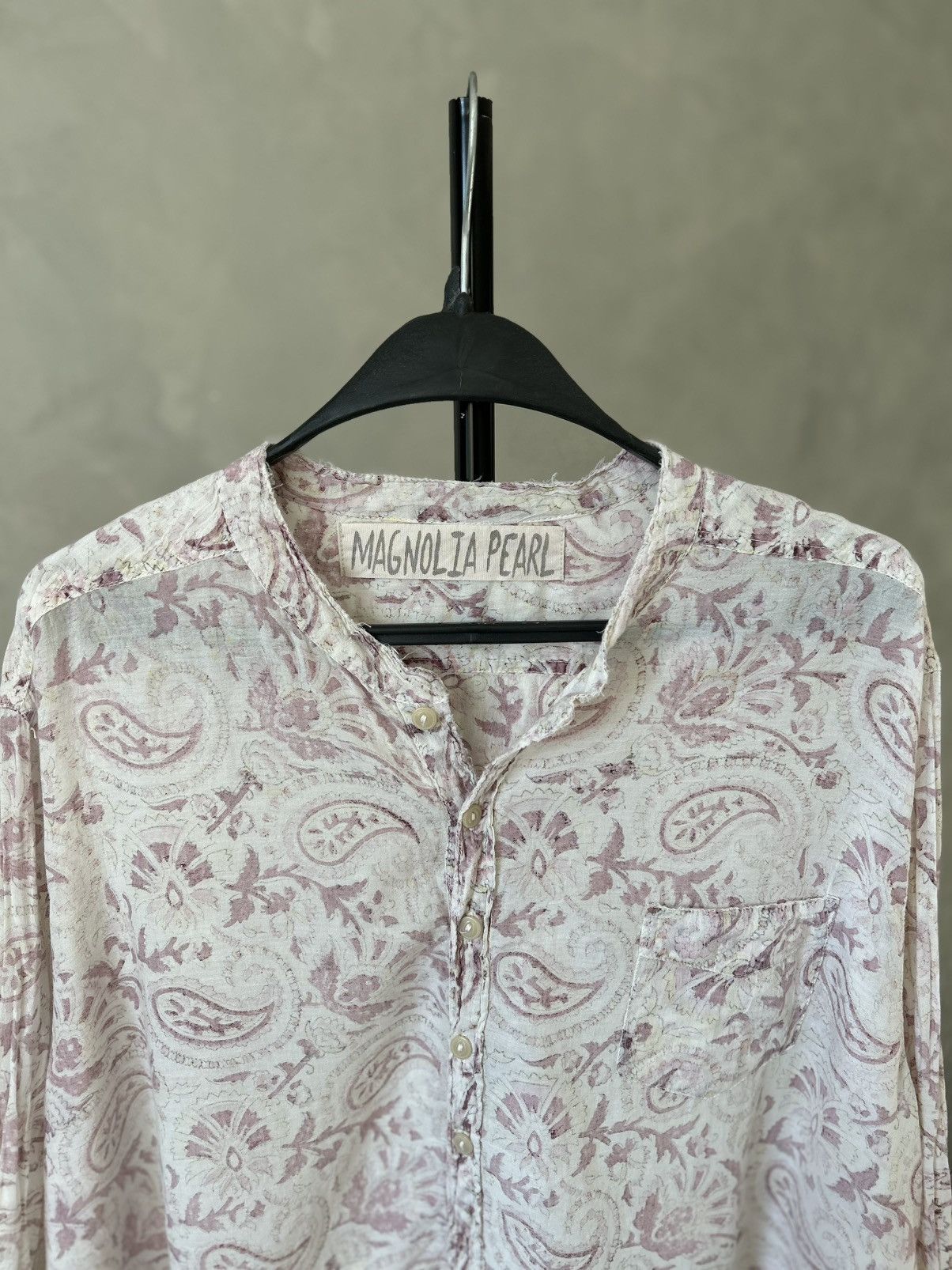 Magnolia Pearl Magnolia Pearl Idgy Blockprint Paisley Shirt/Blouse Size ONE SIZE - 4 Thumbnail