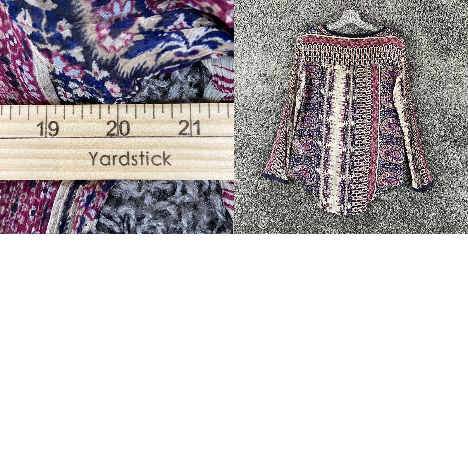 Lucky Brand Lucky Brand Blouse Women L Multicolor Floral Sheer Long Sleeve Womens Size L / US 10 / IT 46 - 8 Thumbnail