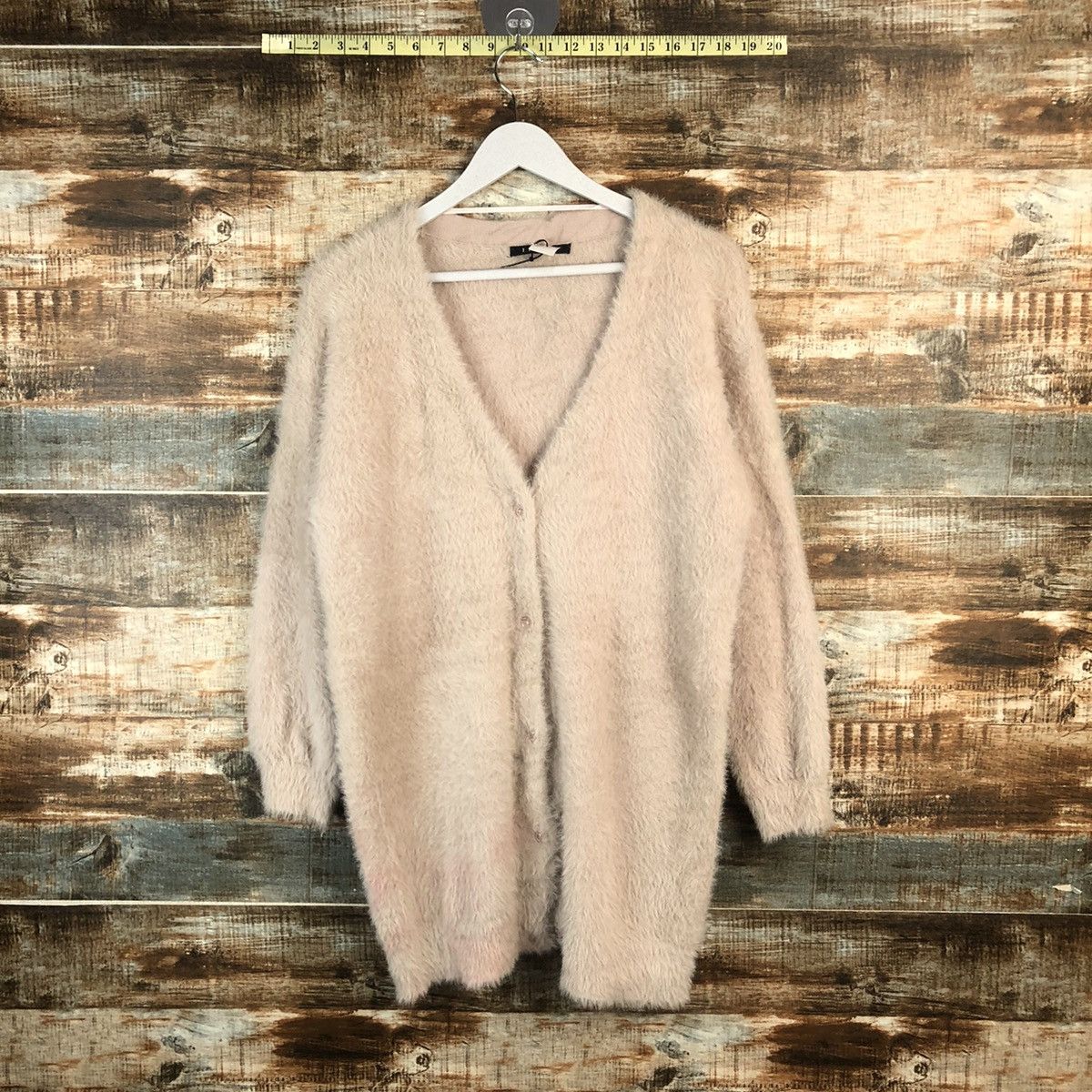 DL Ingni Brown fur shaggy mohair Cardigan Knitwear #C365
