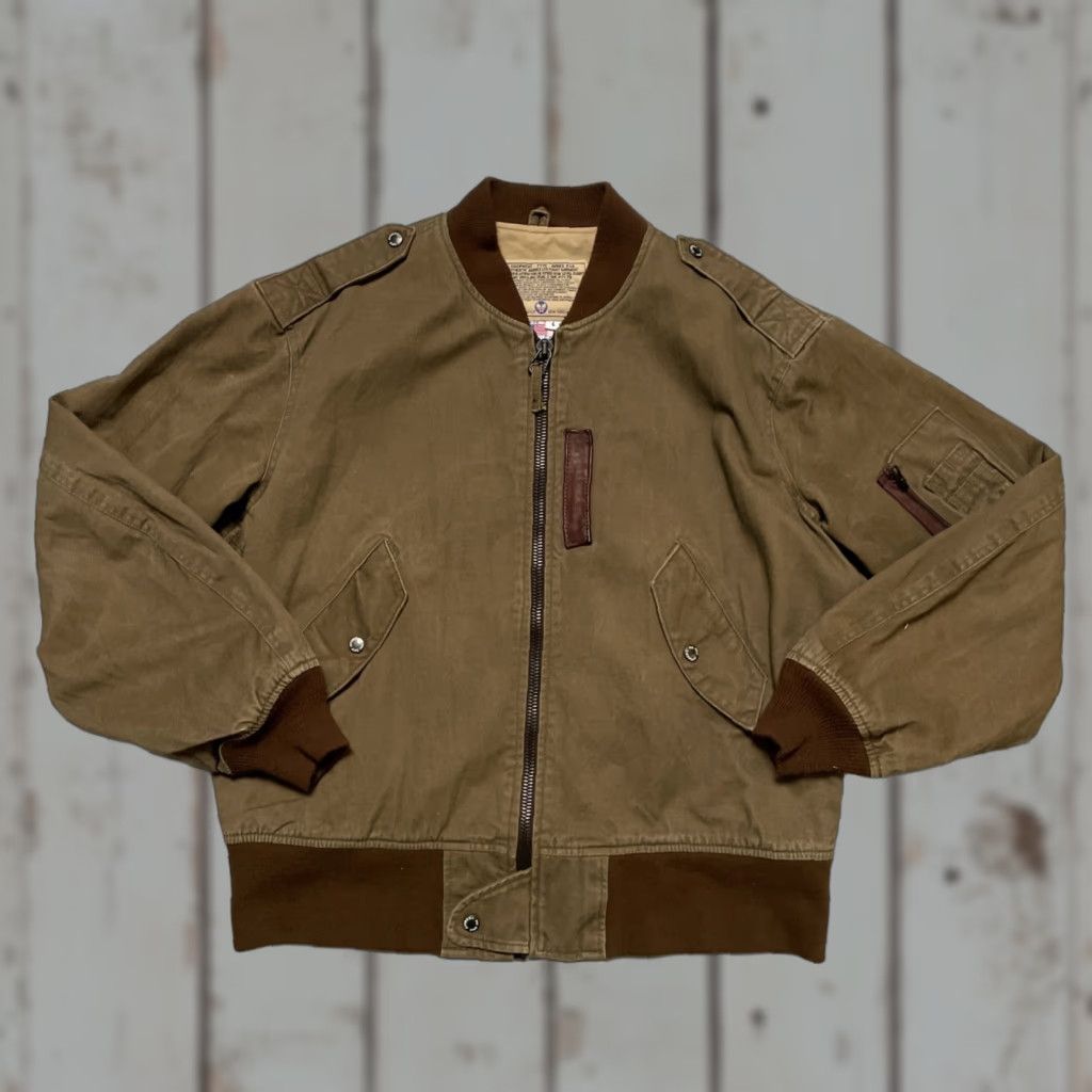 Avirex VINTAGE Avirex Bomber Jacket Men L Brown USAF 80s 90s Workwear Americana Civilian Army USA Made USA L Size US L / EU 52-54 / 3 - 1 Thumbnail