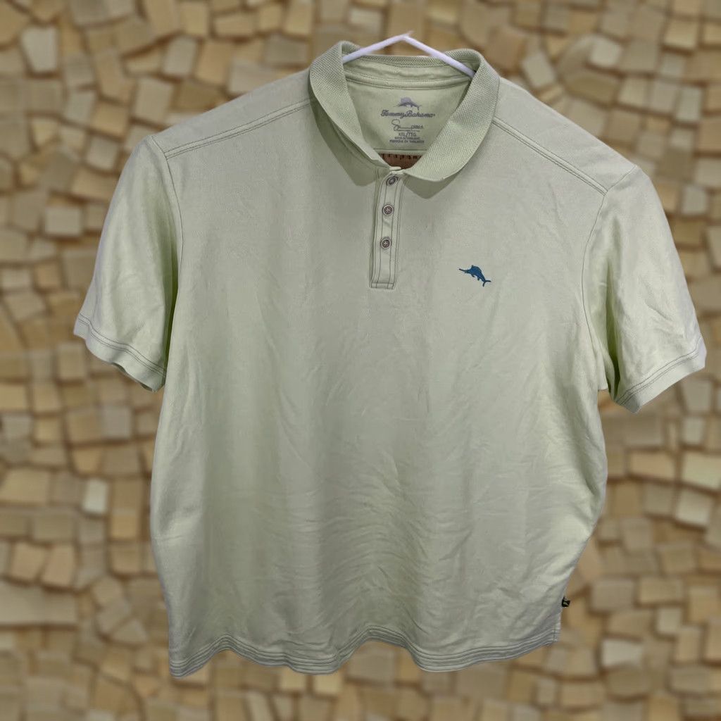 Tommy Bahama Tommy Bahama Polo Shirt 2XL Green Solid Short Sleeve Pima Cotton Blend Shirt Mens Adult Regular Size Core Brand Size US XXL / EU 58 / 5 - 1 Thumbnail