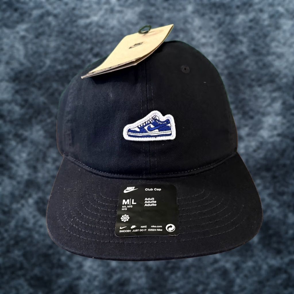 Nike Nike Club Cap Hat Mens Medium Large Black Embroidered Sneaker Patch Adjustable Baseball Cap Size ONE SIZE - 1 Thumbnail