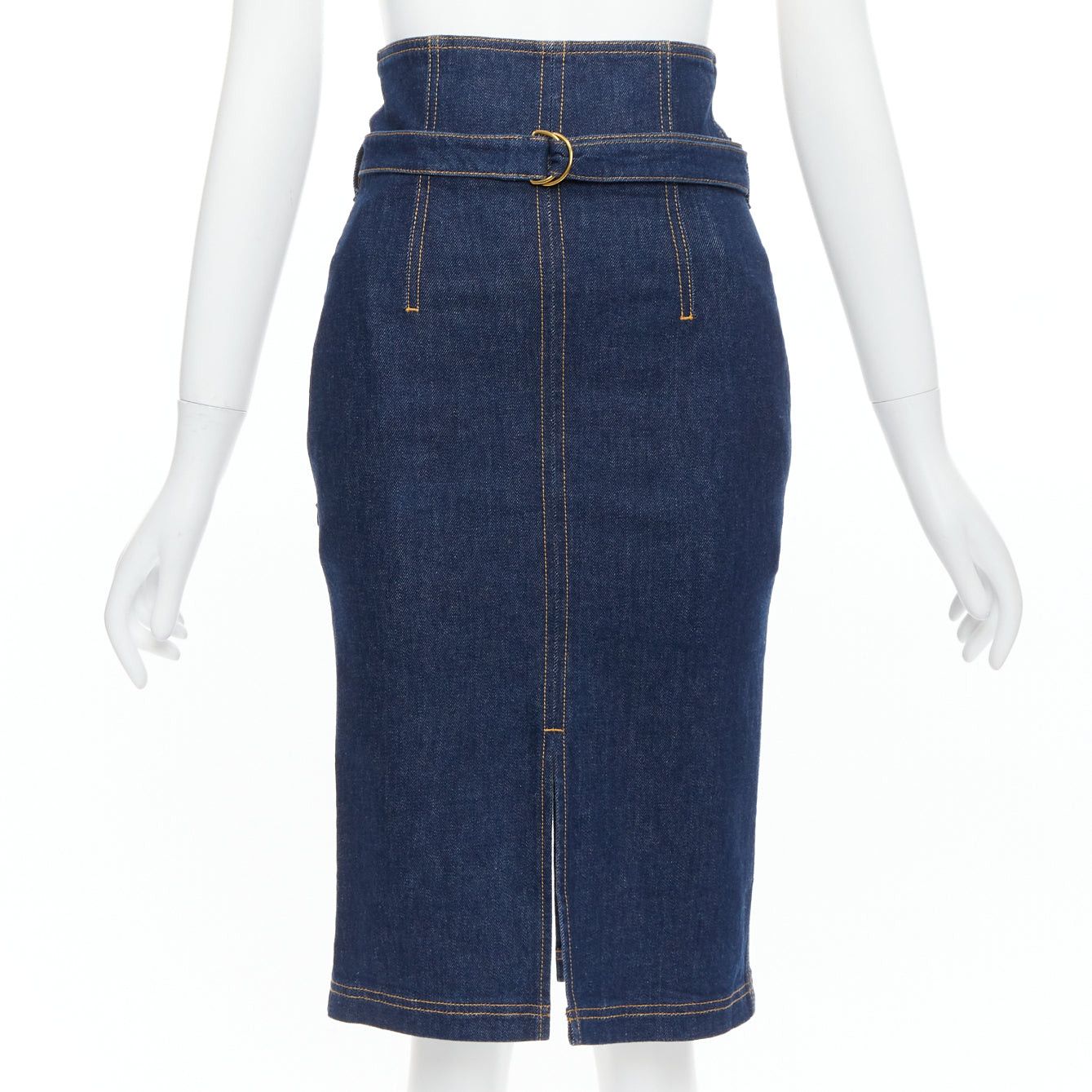 Philosophy di Lorenzo Serafini PHILOSOPHY DI LORENZO SERAFINI Olivia denim belted pencil skirt IT36 XS Size 25" / US 0 / IT 36 - 1 Thumbnail