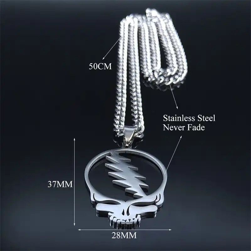 Jewelry Grateful Dead Skull Stainless Steel Chain Necklaces Size ONE SIZE - 6 Thumbnail