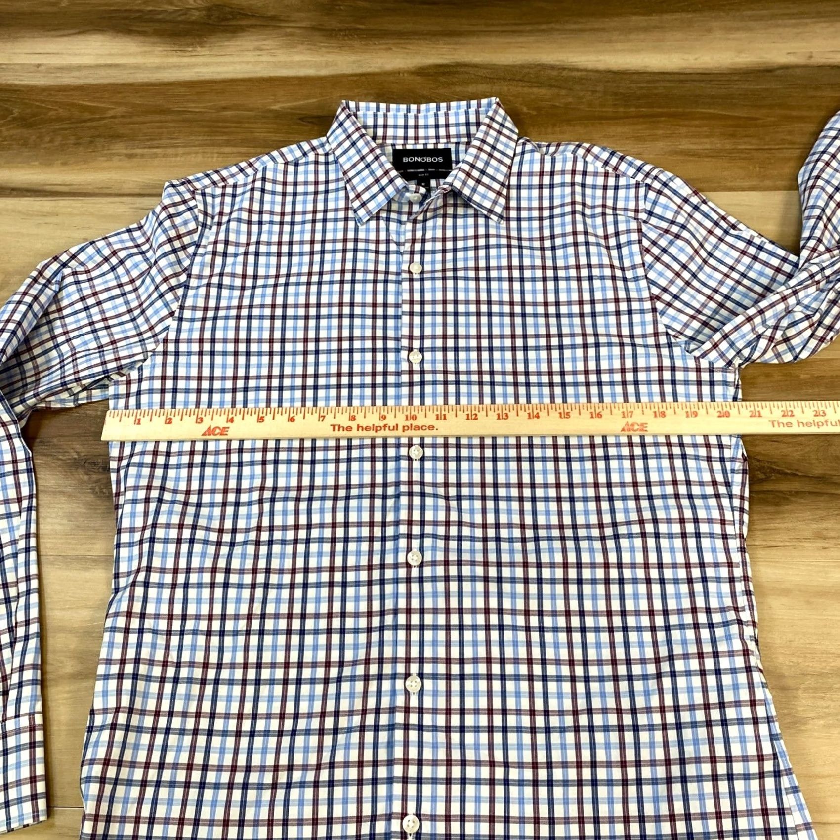 Bonobos Bonobos Button-Up Shirt Mens M Slim Fit Performance Nylon Stretch Plaid Blue Size US M / EU 48-50 / 2 - 7 Thumbnail