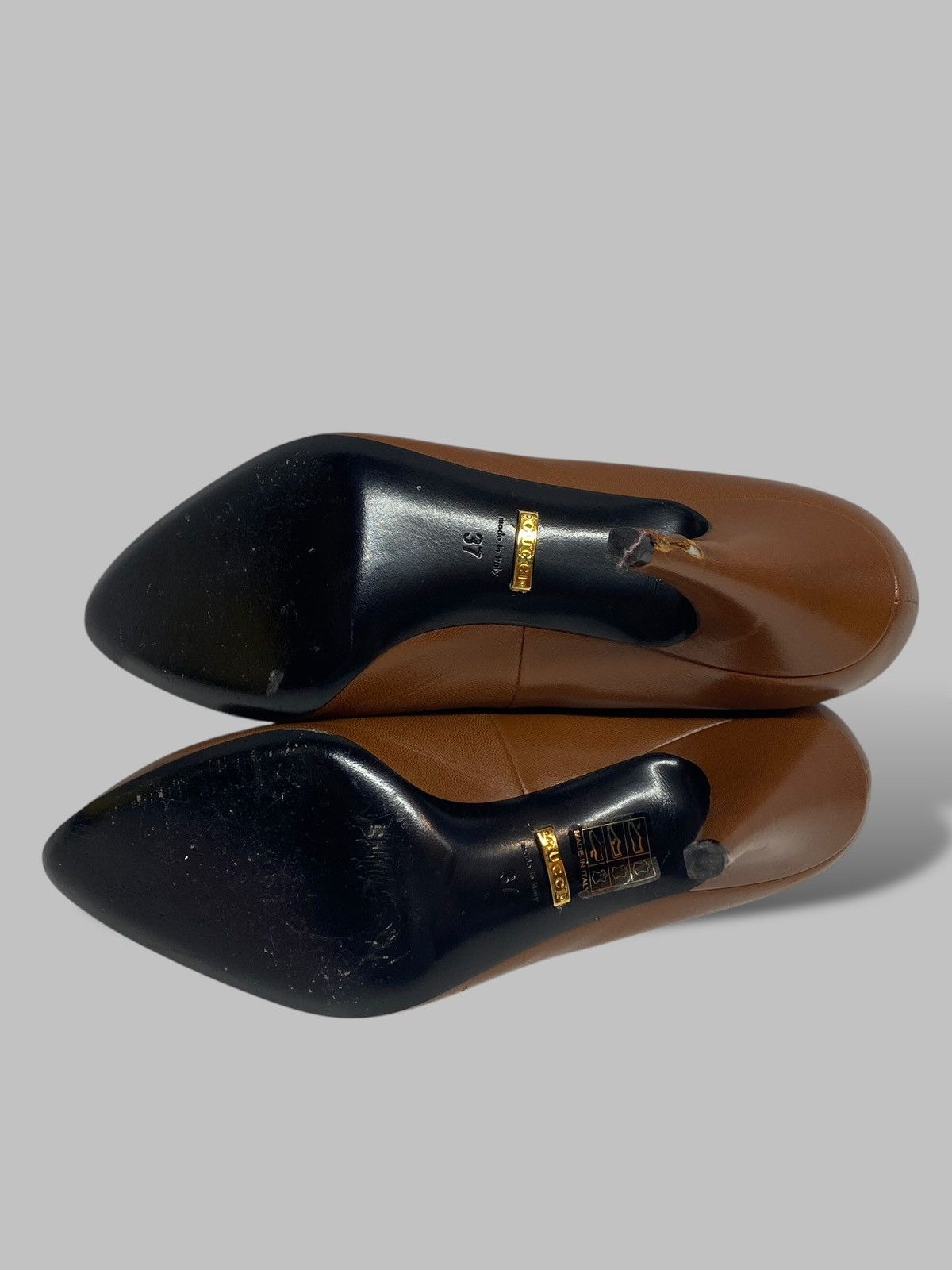 Gucci Gucci Brown Leather Blanca Pointed Toe Pump Heels RRP 700$ Size US 7 / IT 37 - 14 Thumbnail