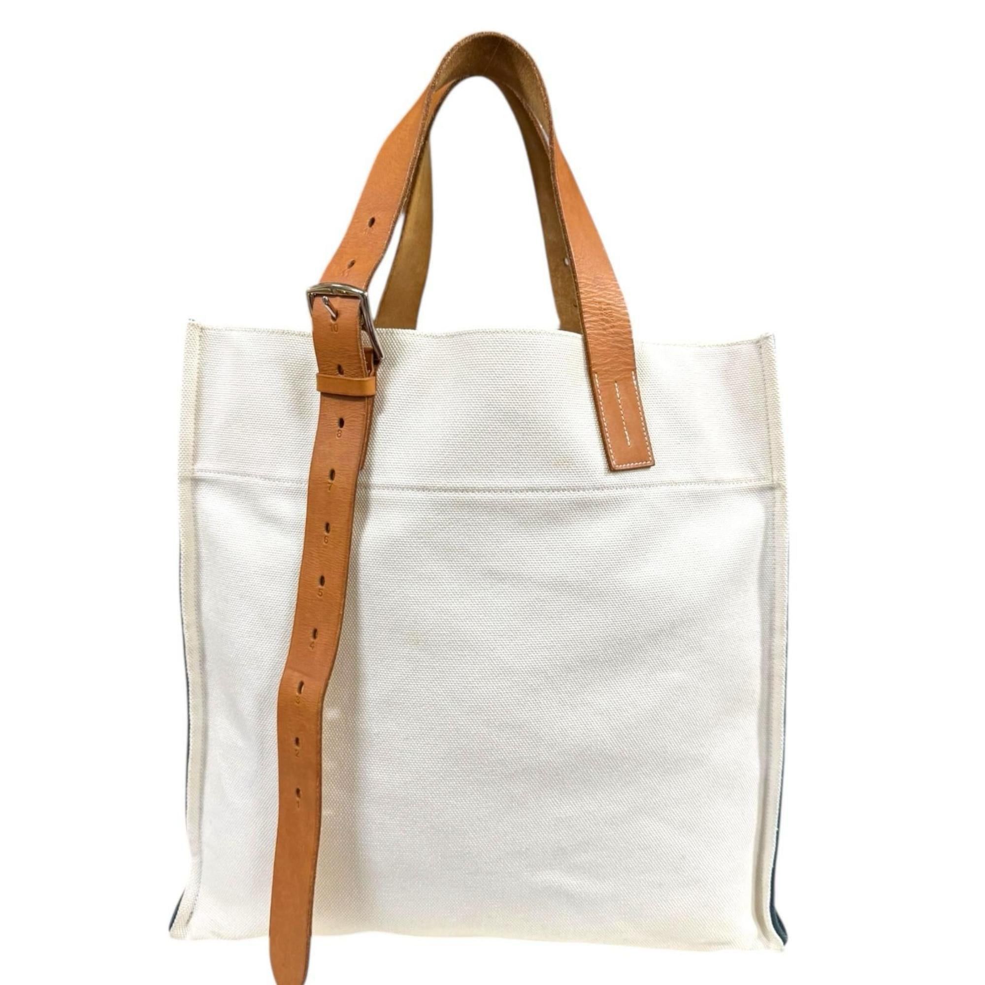 Hermes Hermès Shopping Tote Etrivière Shoulder Bag, Canvas, White, Men's/Women's, Pre-owned HERMES Size ONE SIZE - 1 Thumbnail